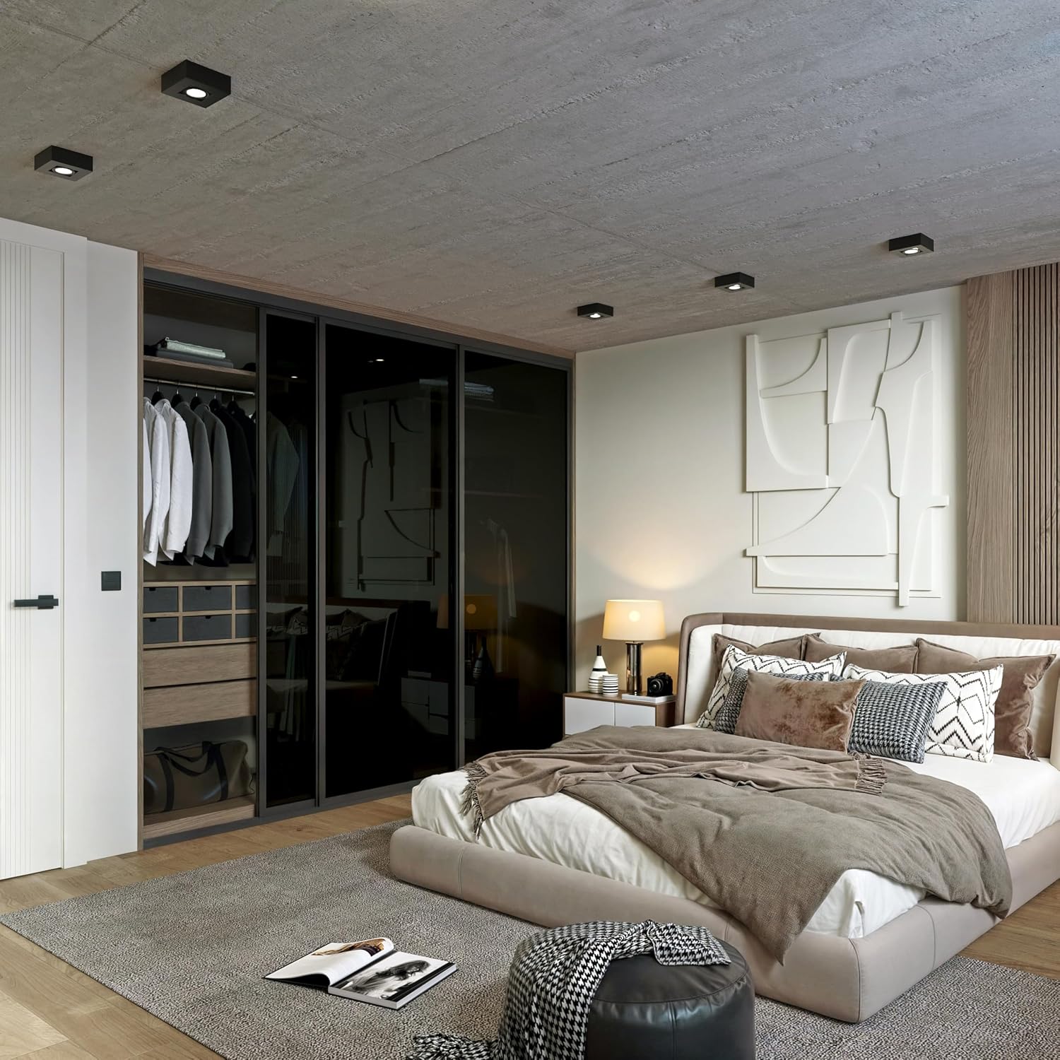 Door55 3 Panel Glass Sliding Closet Door, Aluminum Frame, Silent Glide Technology, Closet Doors Sliding, Closet Doors for Bedrooms, Double Door Sliding Closet Doors (Smoked Glass, 120x96)