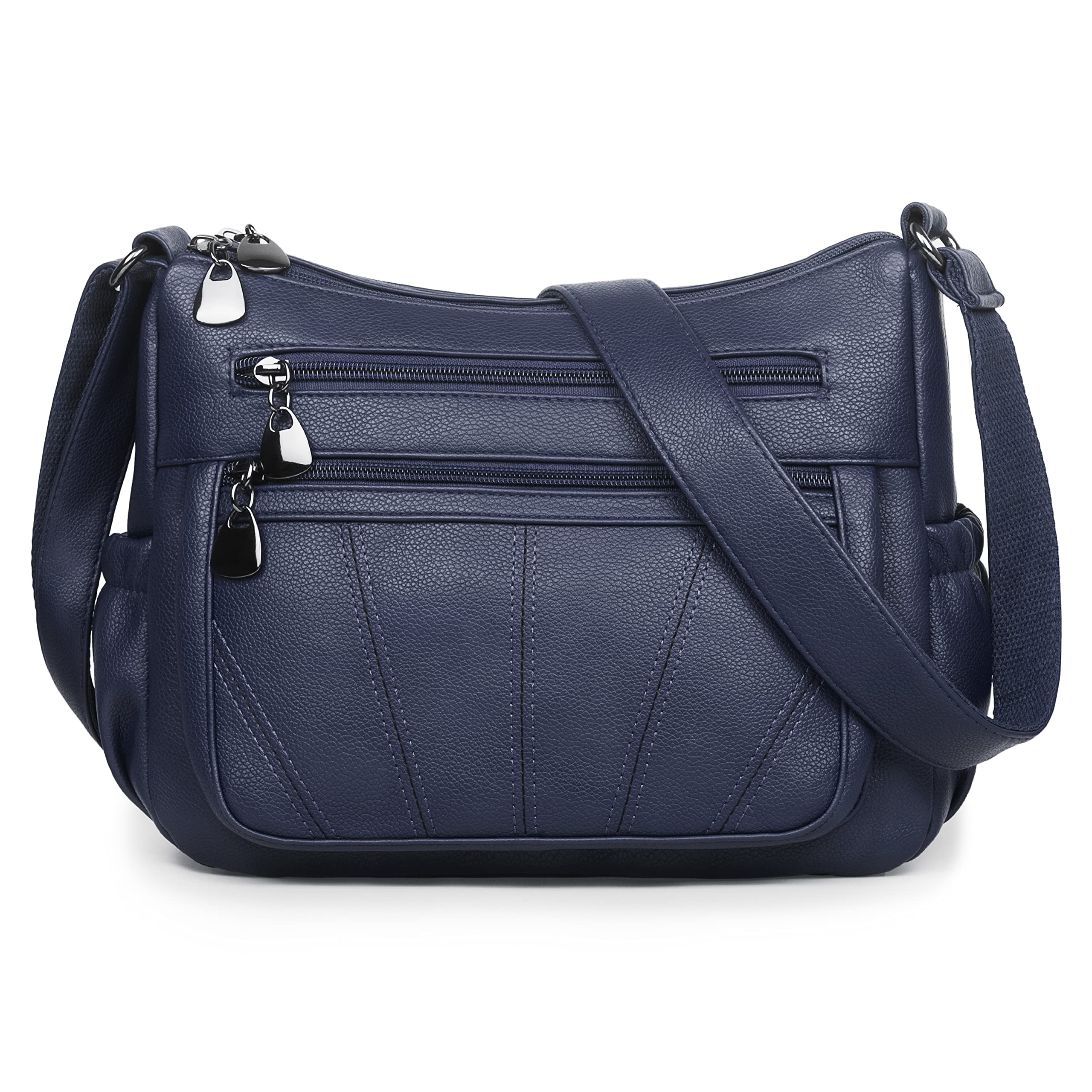 Women's Soft PU Leather Crossbody Bag – Multi-Pocket Handbag With Adjustable Strap, Medium Tote