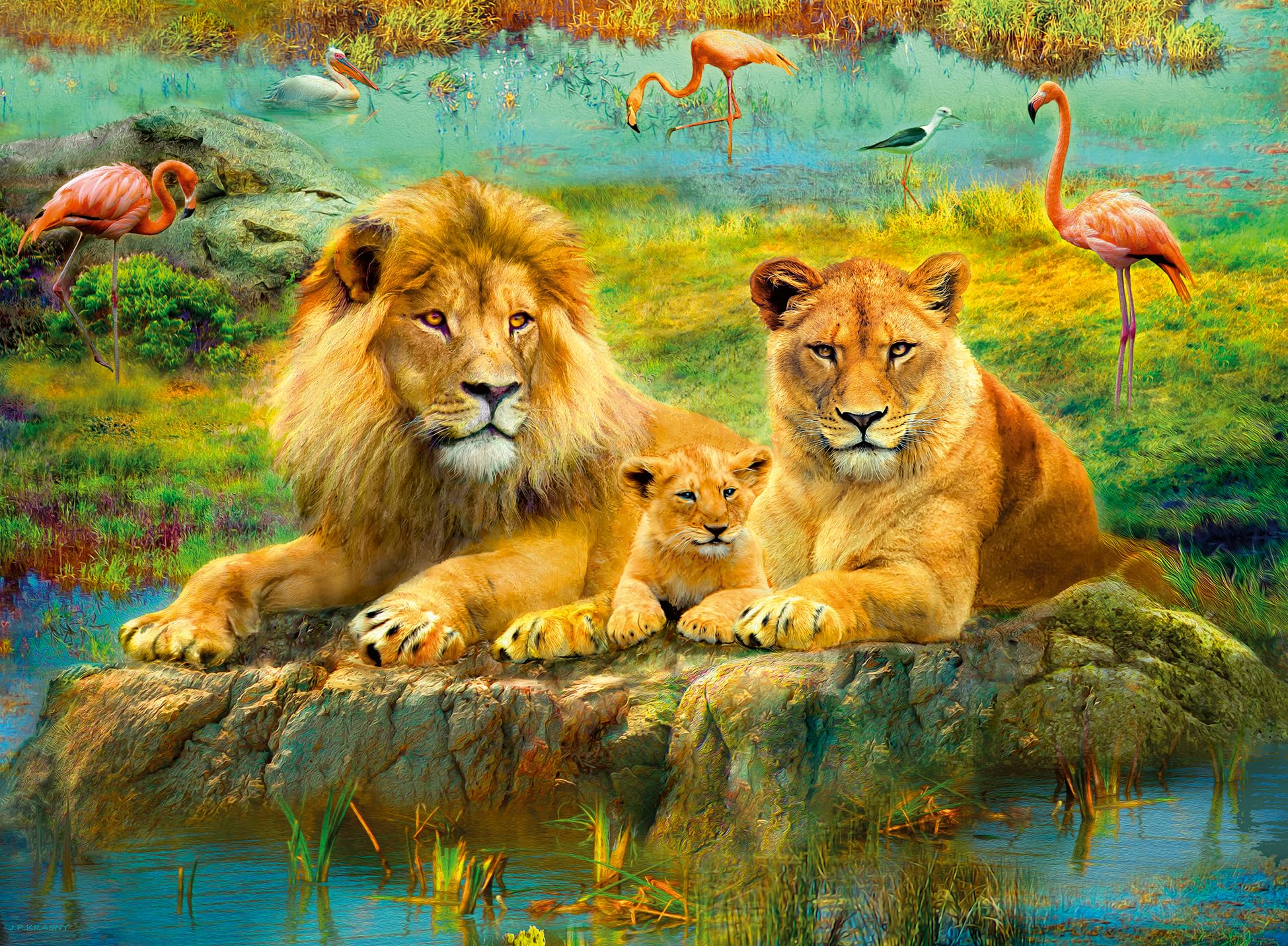 Ravensburger 12000220 - Leones en la sabana - puzzle 500 piezas – puzzle adultos y niños a patir de 12 años, puzzle animales