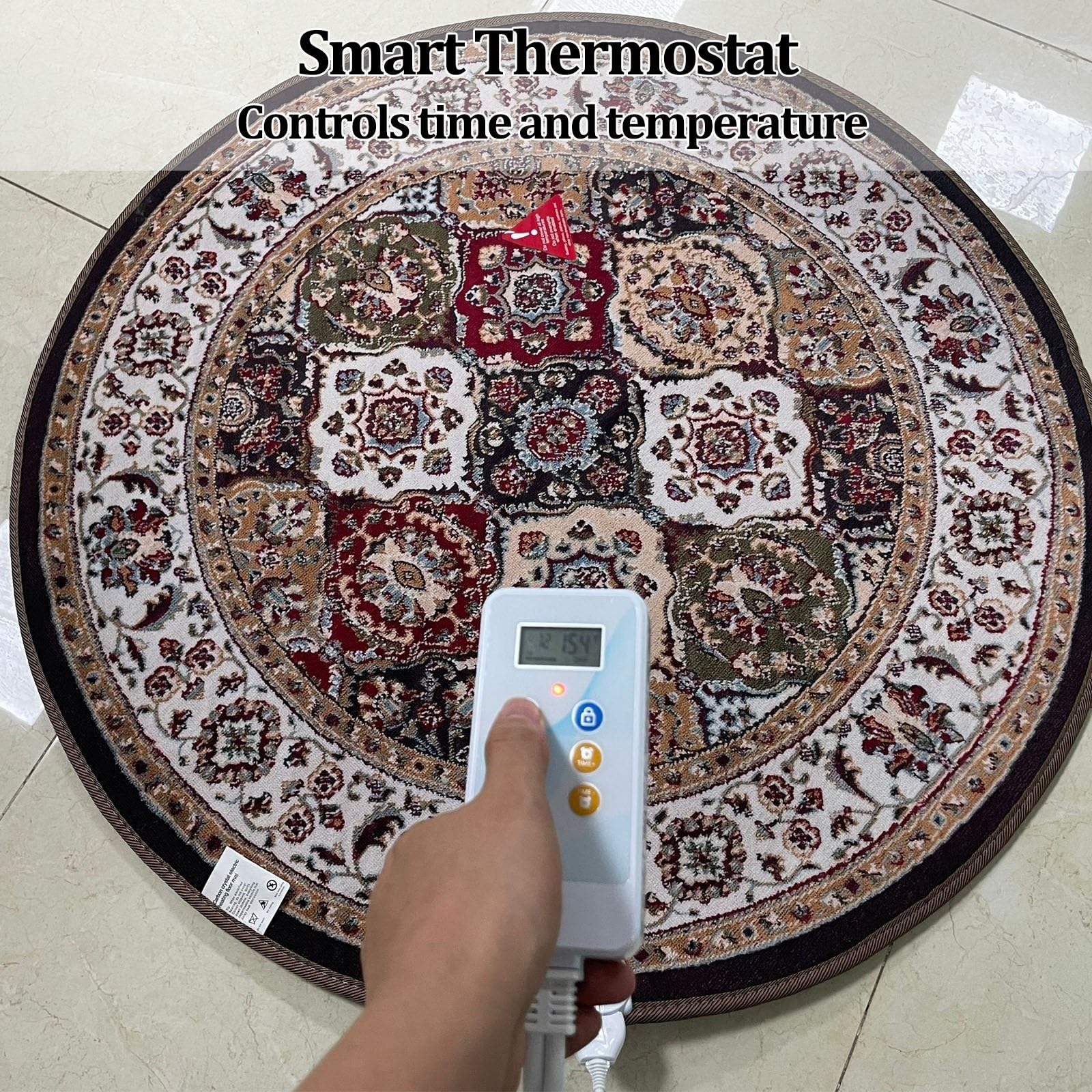 Tappeto riscaldante elettrico in morbido peluche | Tappetino riscaldante per pavimenti con timer e riscaldamento rapido, ideale per casa, ufficio e studio(A,80x80cm)