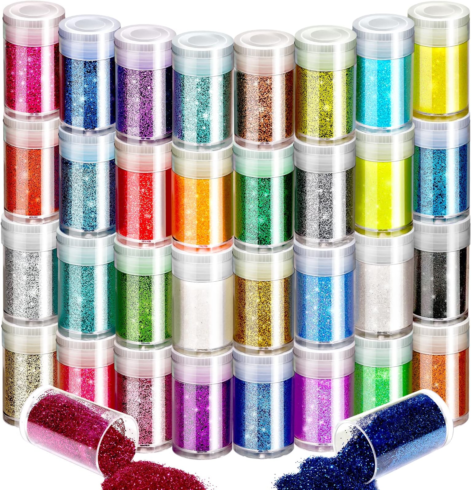 FANDAMEI 32 Colors of Nail Glitter Face Glitter Powder for Makeup, Rainbow Body Glitter for Eye Hair Makeup