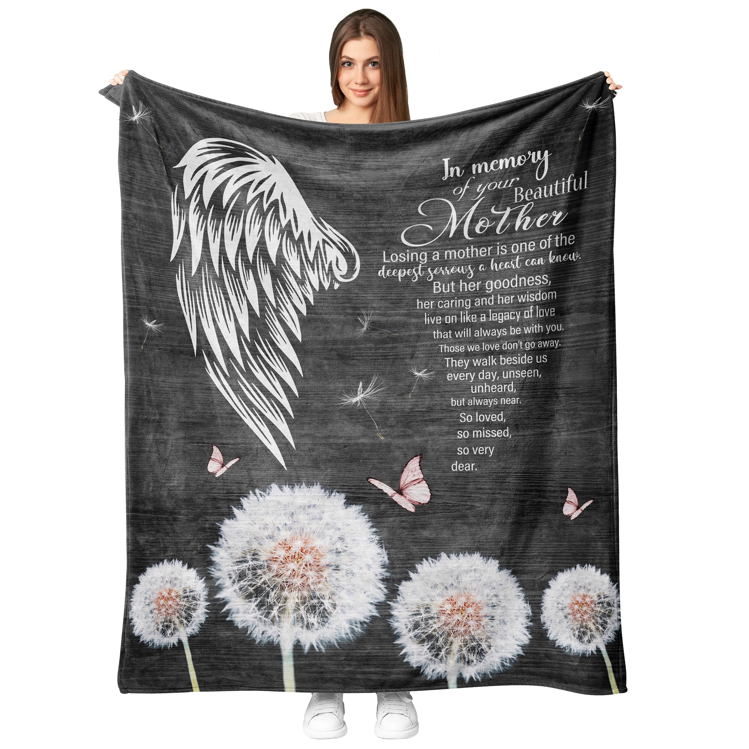 Fouca Memorial Gifts for Loss of Mother, Bereavement Gifts, Sympathy Gifts for Loss of Mom, Mom Memorial Grief Gifts Blanket 60"x50", Remembrance Gift