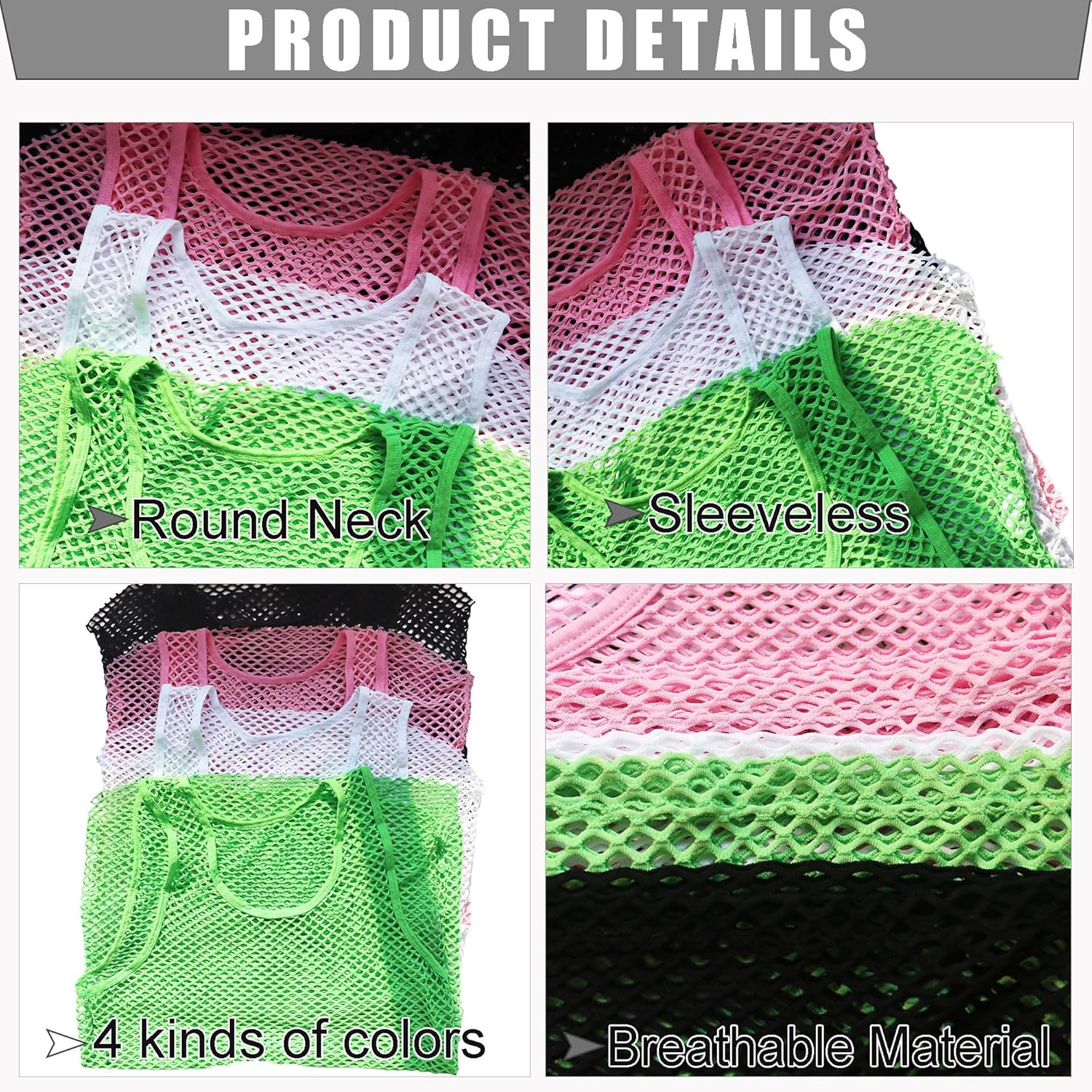Sexy Men's T-Shirt Mesh Fishnet Sleeveless Undershirt Hollow Out Tank Top - Image 5