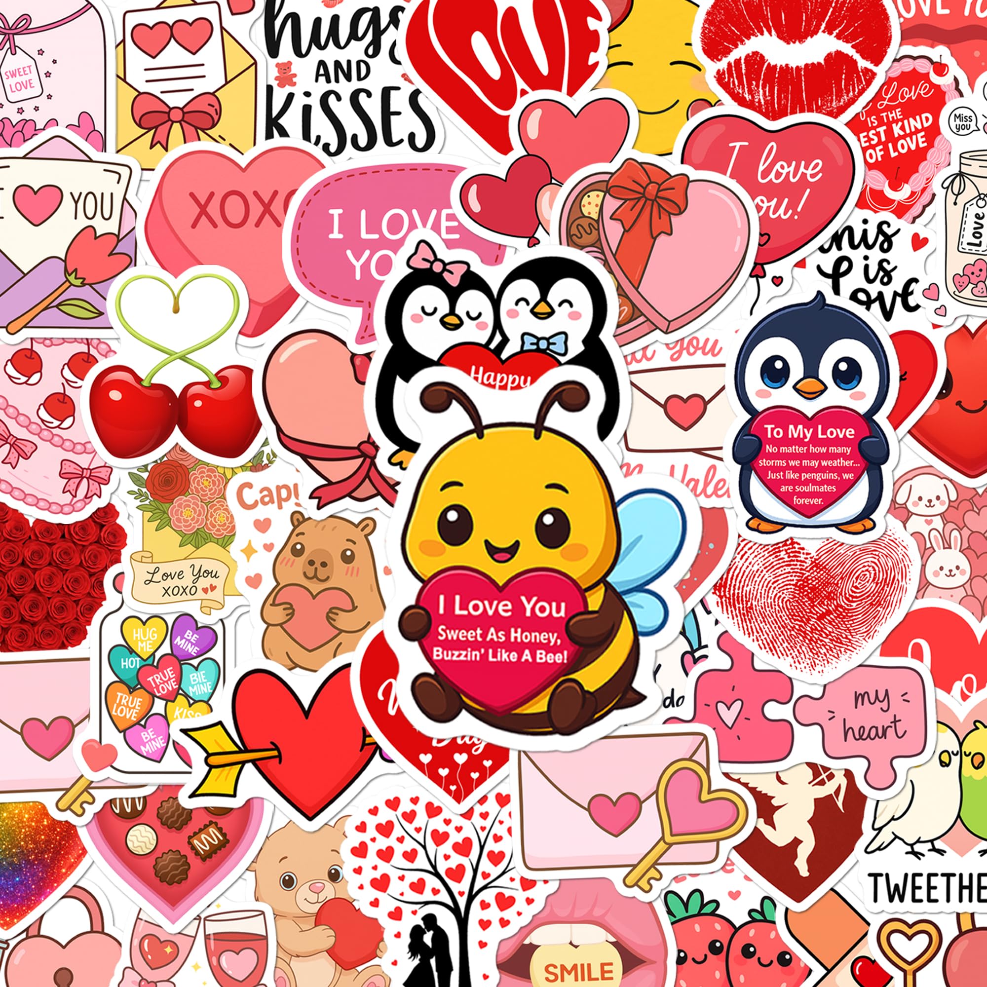 BEATRI Love Stickers (50Pcs) Waterproof Vinyl Couple Decorations