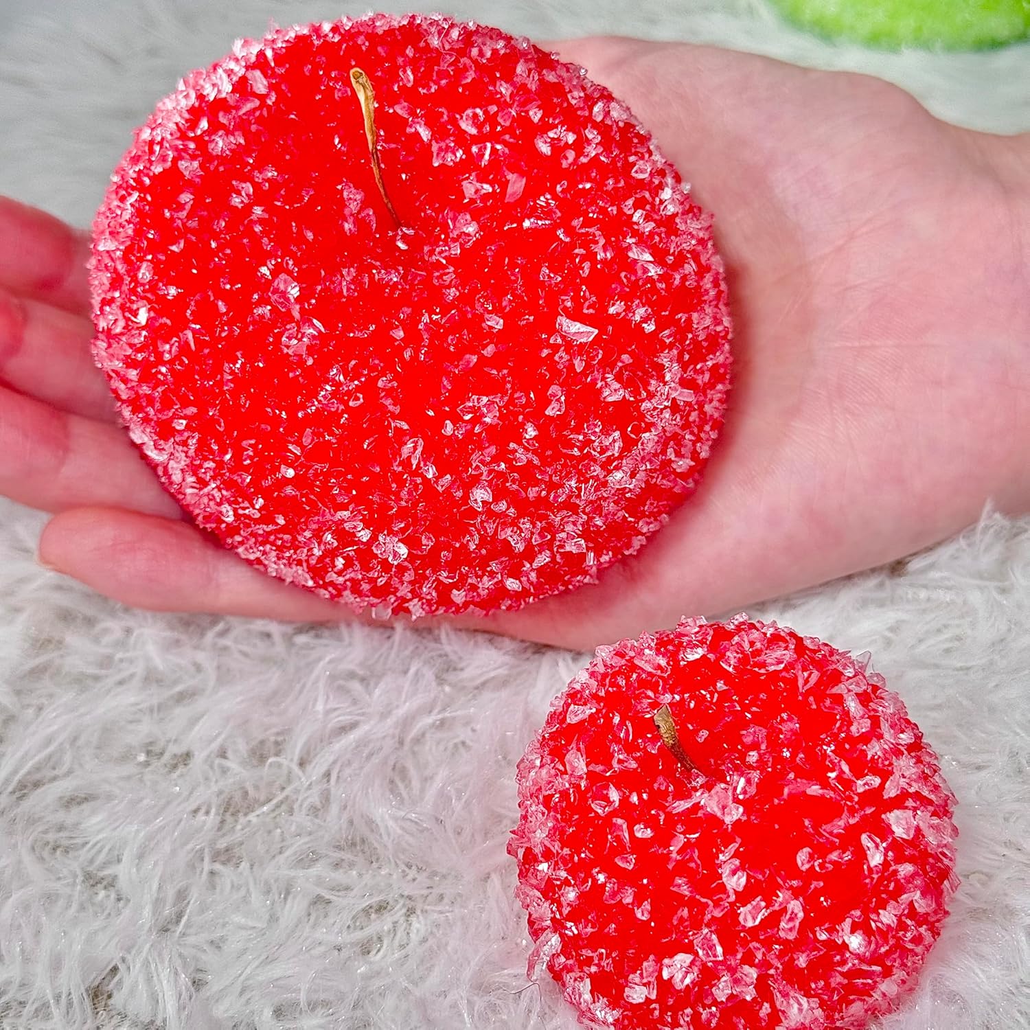 4Pcs Handmade Taba Squishy Iced Apple Squishies, Simulated Apple Squeeze Toys, Stress Relief Fidget Toys Novelty Things, Cute Soft Birthday Present for Relaxation, Pack of 4