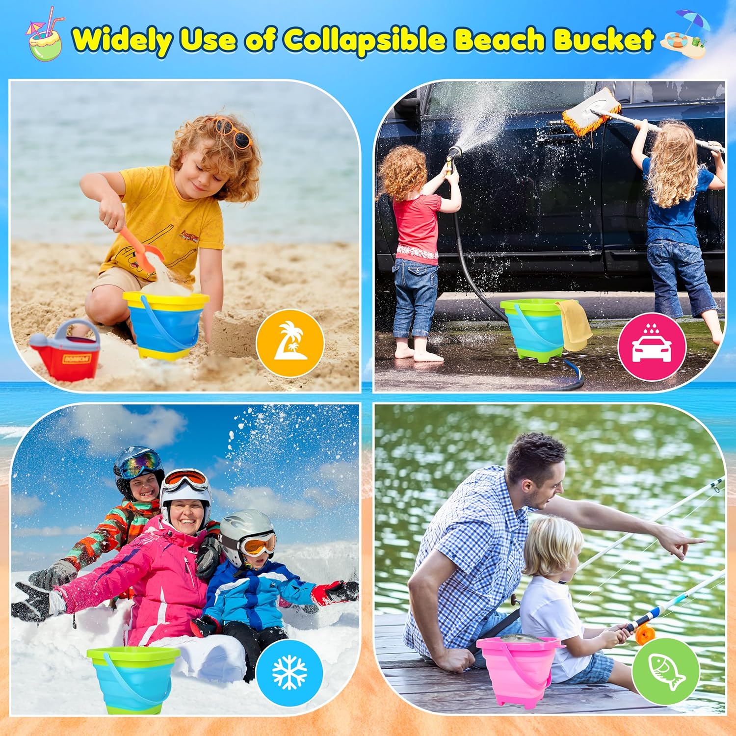 Collapsible Beach Sand Bucket Packs Foldable Kenya Ubuy