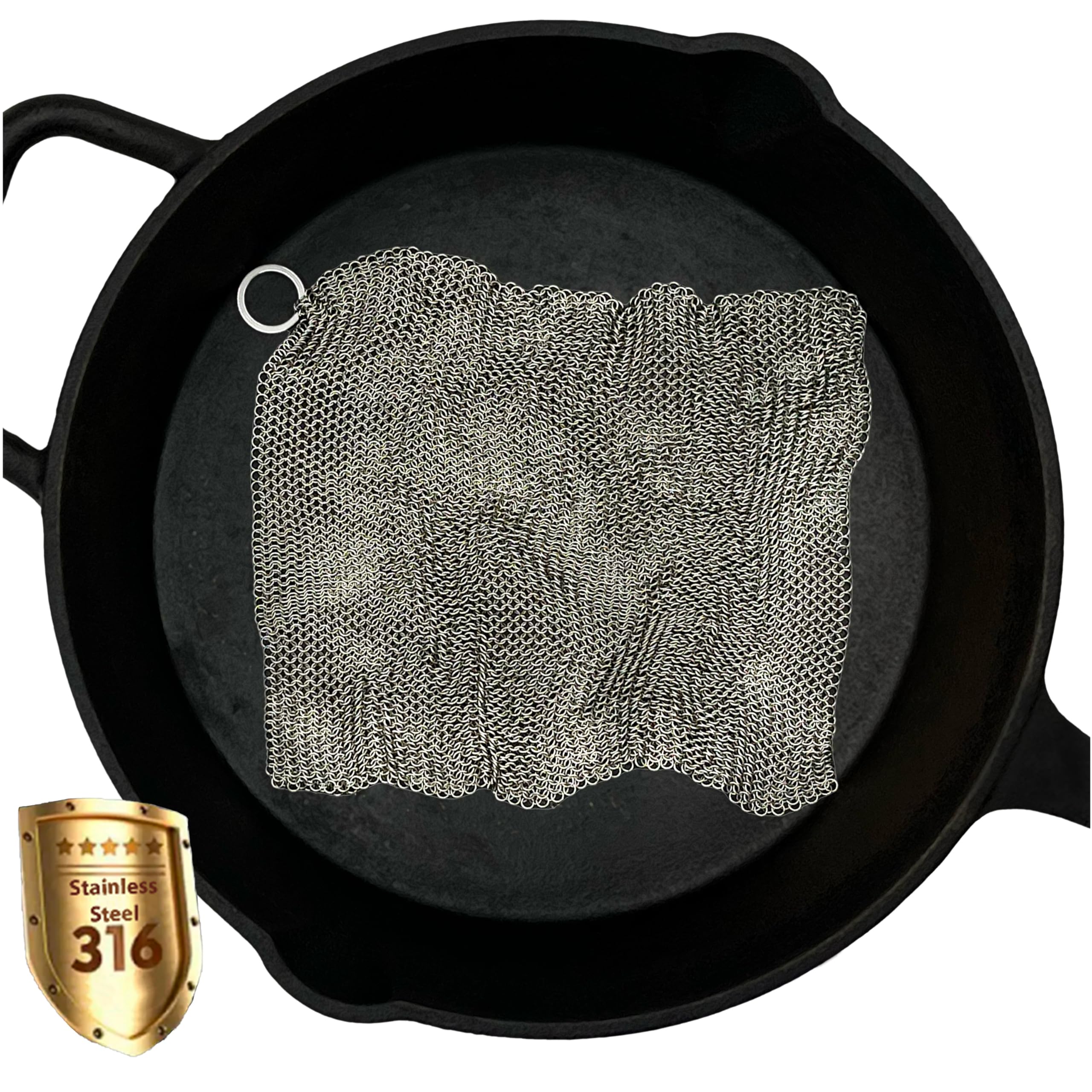 Brosse à récurer en maille en fonte pour poêle à frire et vaisselle