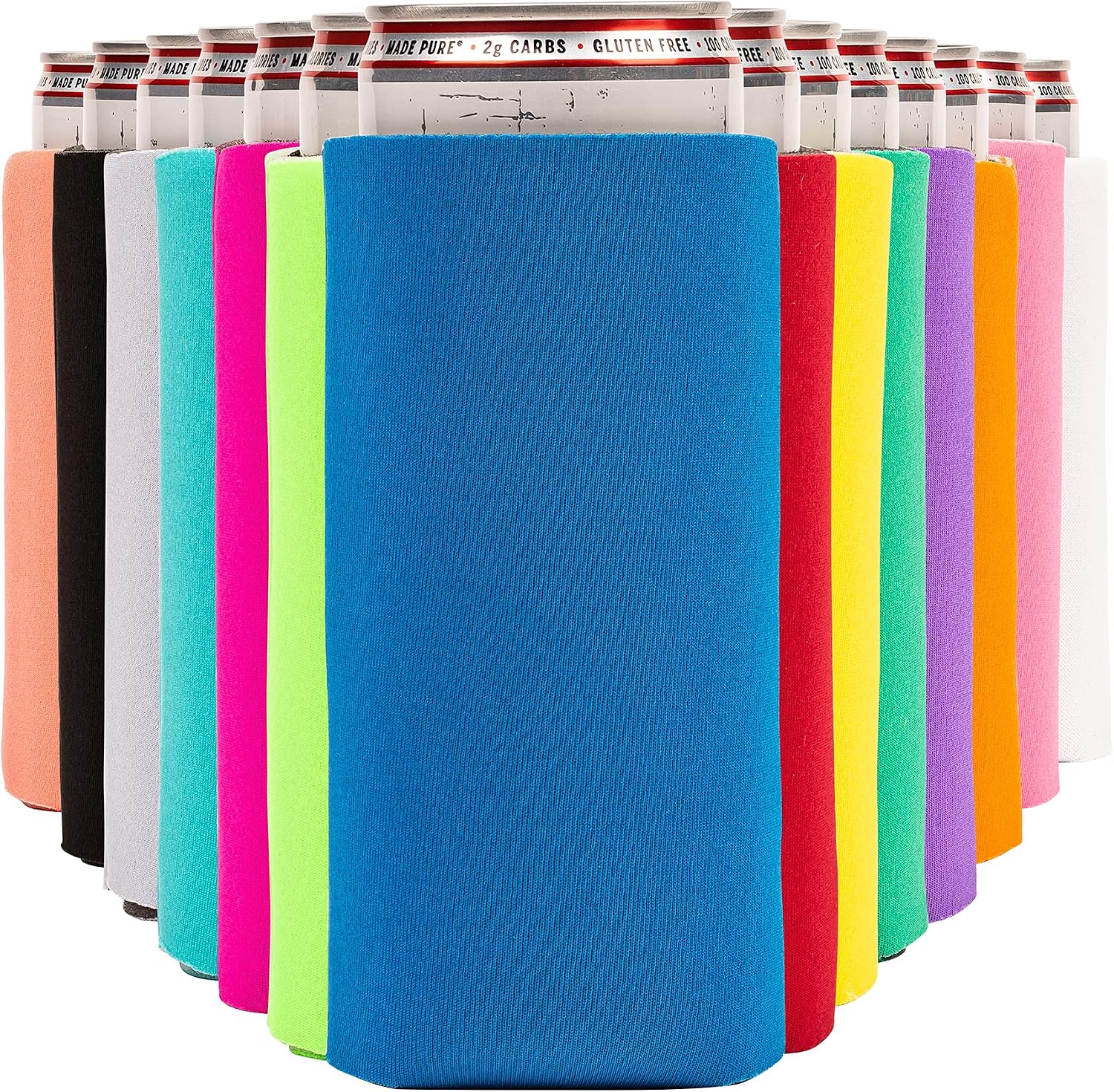 Slim Can Cooler Sleeves (14-Pack) Soft Insulated Koolie for White Claw Seltzer & Slim Beer - HTV Blanks for Vinyl Projects - Skinny, Bulk - Tall Coolies