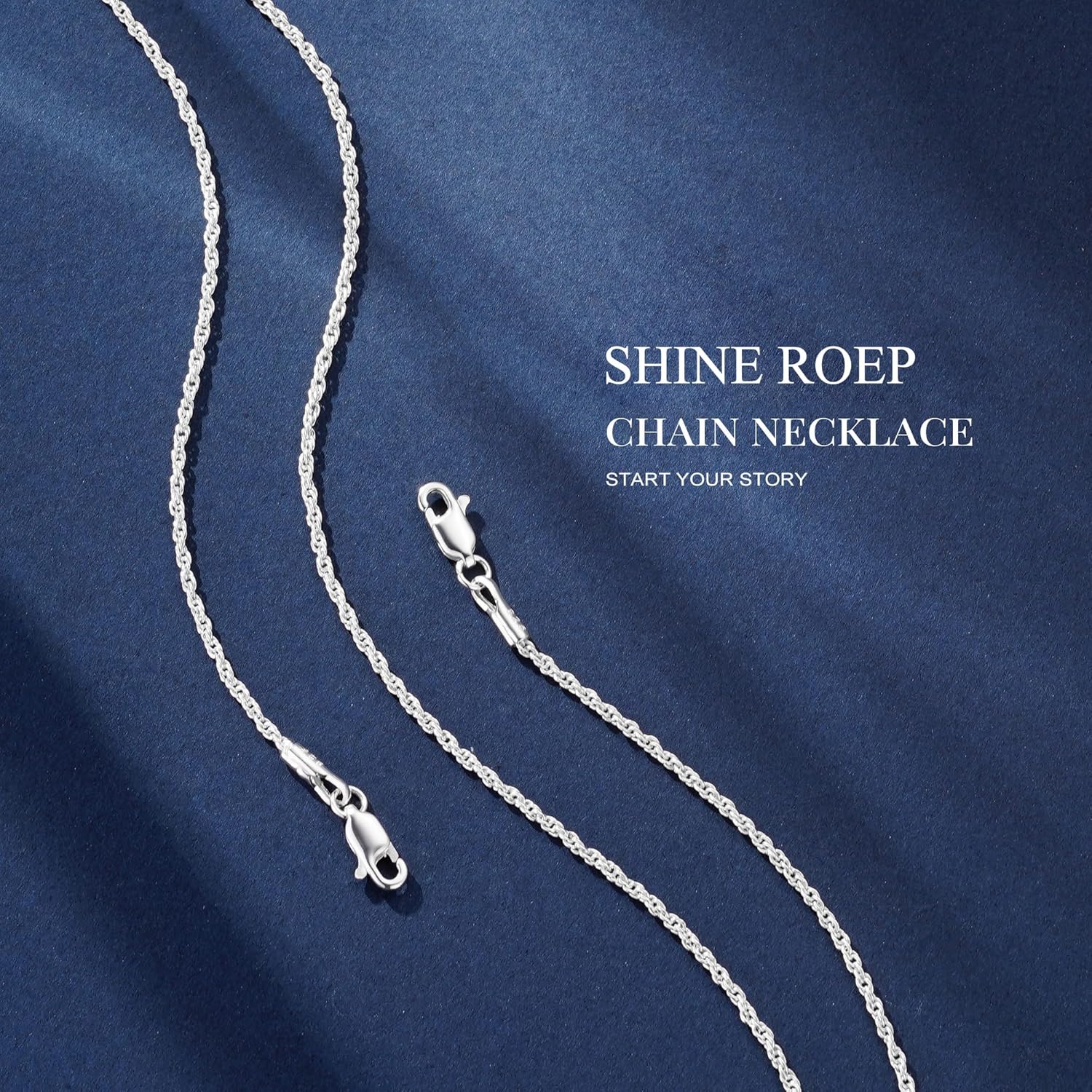 IEFWELL 925 Sterling Silver Plated Chain Necklace for Women - 1.5mm Sterling Silver Twisted Rope Chains, Hypoallergenic Soft Sturdy Necklace 16 18 20 22 24 26 Inches Jewelry Gifts for Women Men - Image 6