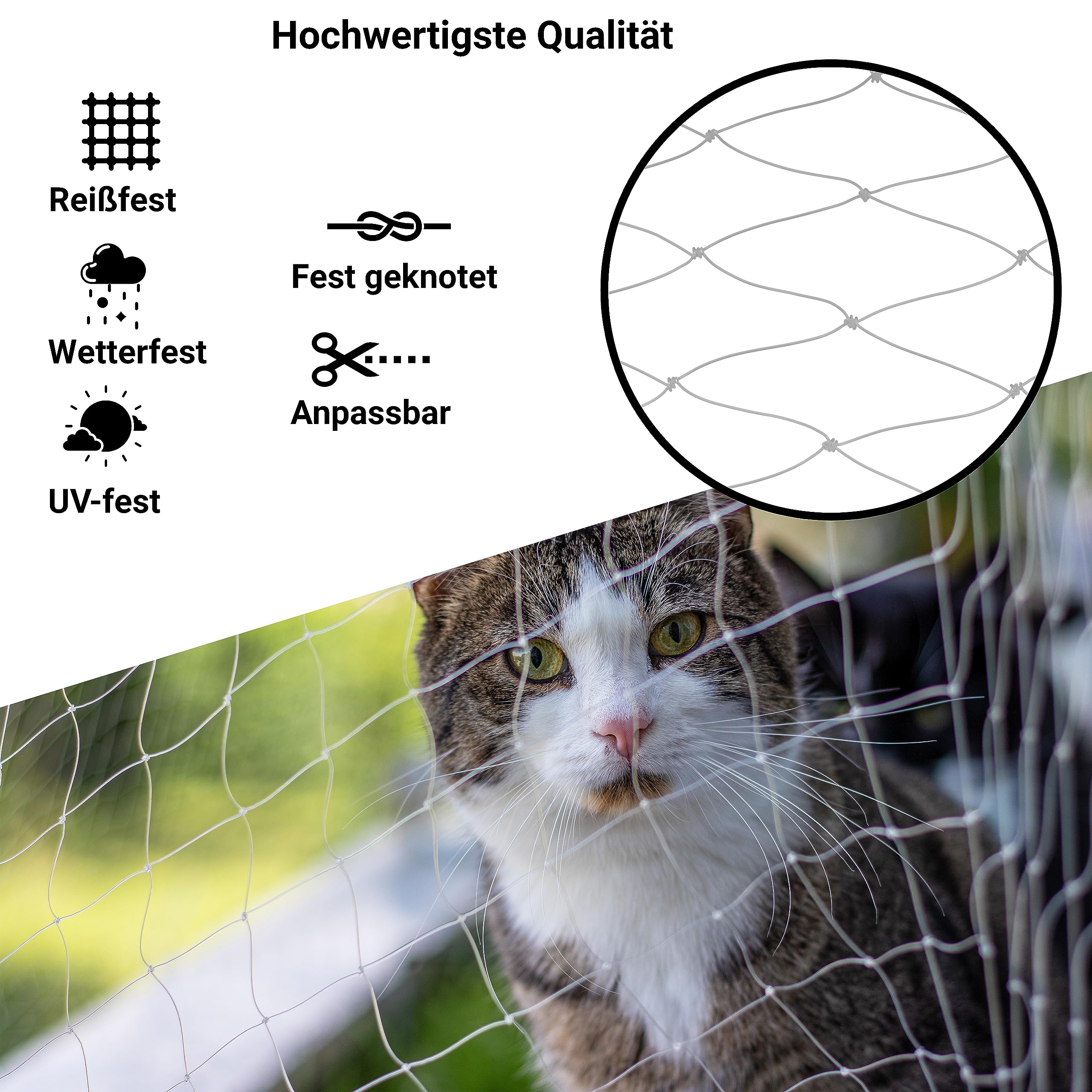 Katzennetz 12x3 Meter für Balkon transparent inklusive Befestigungsmaterial, Katzenschutznetz Katzengitter Schutznetz Sicherheitsnetz Balkonnetz für Katzen, Katzennetz für Balkon ohne Bohren