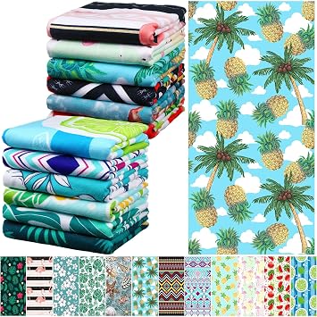 12 Pcs Oversized Microfiber Beach Towels Set 30 x 60 Extra Large Fiber Swim Pool Towel Absorbent Bath Blanket for Travel Vacation Accessories Gift Spa Soft LightweightHawaii