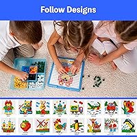 Vista 3 de KIEZ Rompecabezas de mosaicos de 490 piezas, desafío de arte de píxeles con 24 diseños (animales, vehículos, frutas, arquitecturas), juguetes STEM