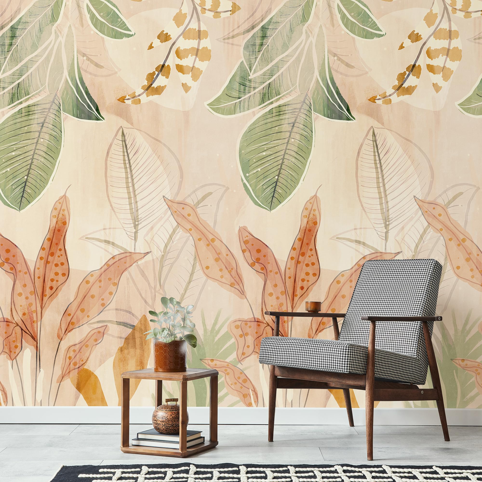 Grandeco Watercolour Sketch Naïve Flowers 3 Panel repeatable Mural 1.59 x 2.8m, Pastel