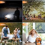 Kssvzz Portable Camping Fan with LED, 20000mAh Rechargeable Battery Powered Fan, 270°Pivot Personal USB Fan, 4 Speed Quiet Table Fan, 9’’ Battery Operated Tent Fan for Travel, Picnic(Orange)