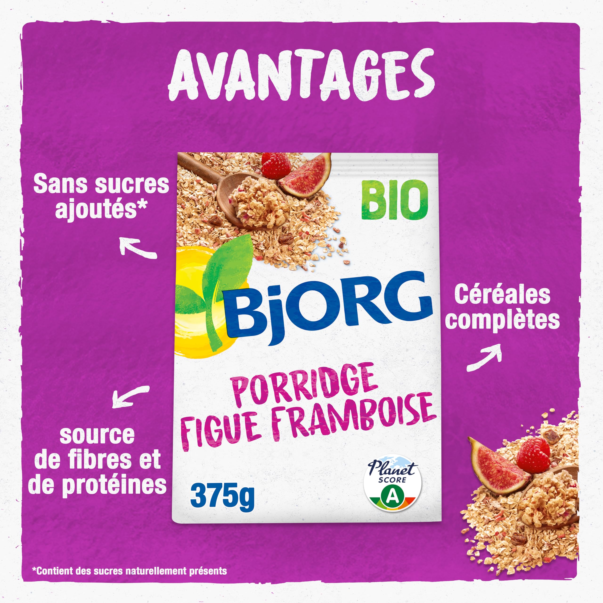 Bjorg Porridge Figue Framboise Bio 375g