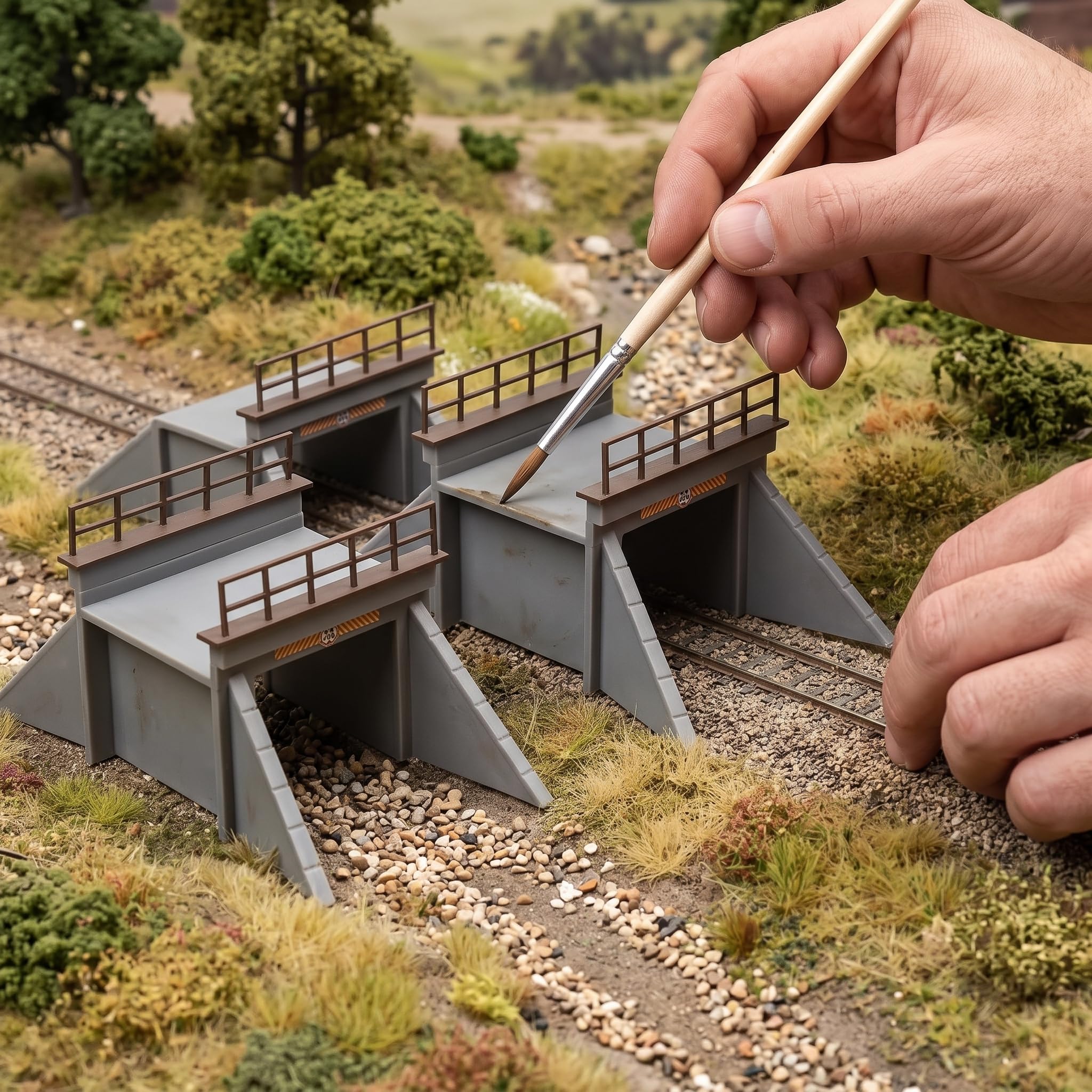 Kit Culvert per Diorama Ferroviario 1:87, Accessorio per Modellismo Ferroviario, train model scene, Doppio binario grande