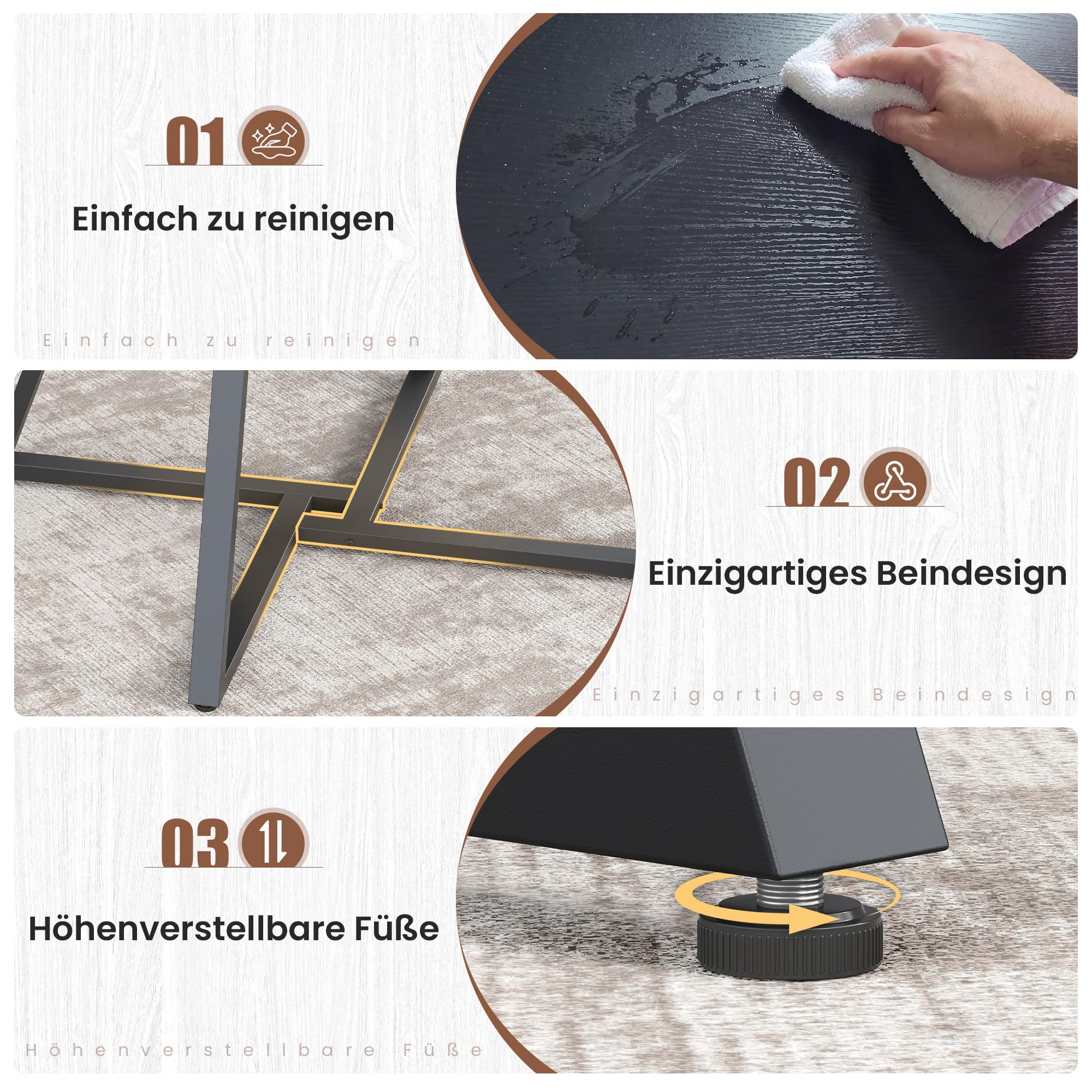 APICIZON Esstisch Rund 100cm, Esszimmertische für 2–4 Personen, Küchentisch Klein mit stabilem Metallgestell, Tisch Rund für Esszimmer, Küche, Wohnzimmer, Schwarz (nur Tisch)