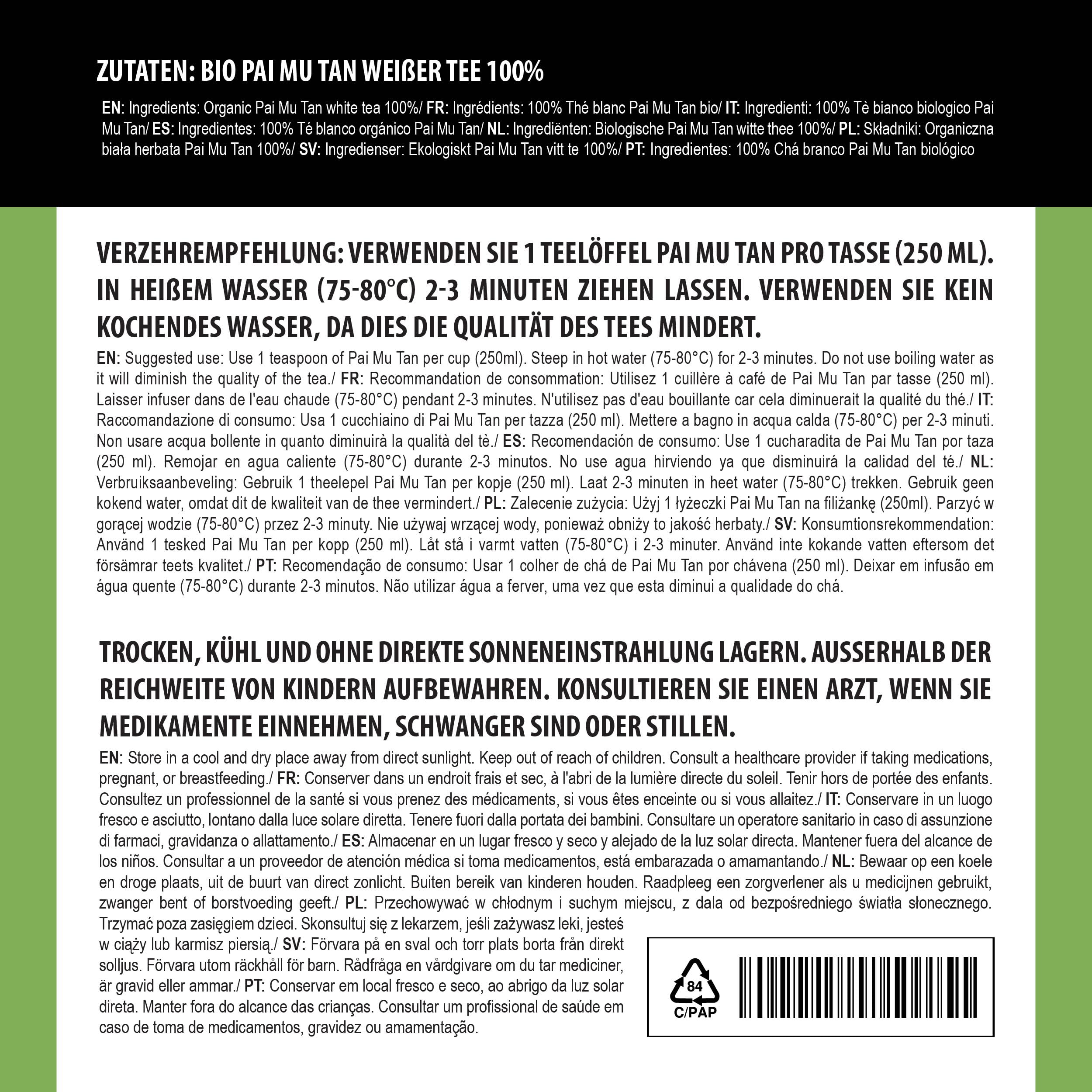 Alpi Nature Té Blanco Pai Mu Tan Orgánico 200g