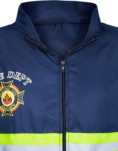 Miniatura 8 de Disfraz de bombero para niños con accesorios completos para niños y niñas, cumpleaños, Halloween, fiesta