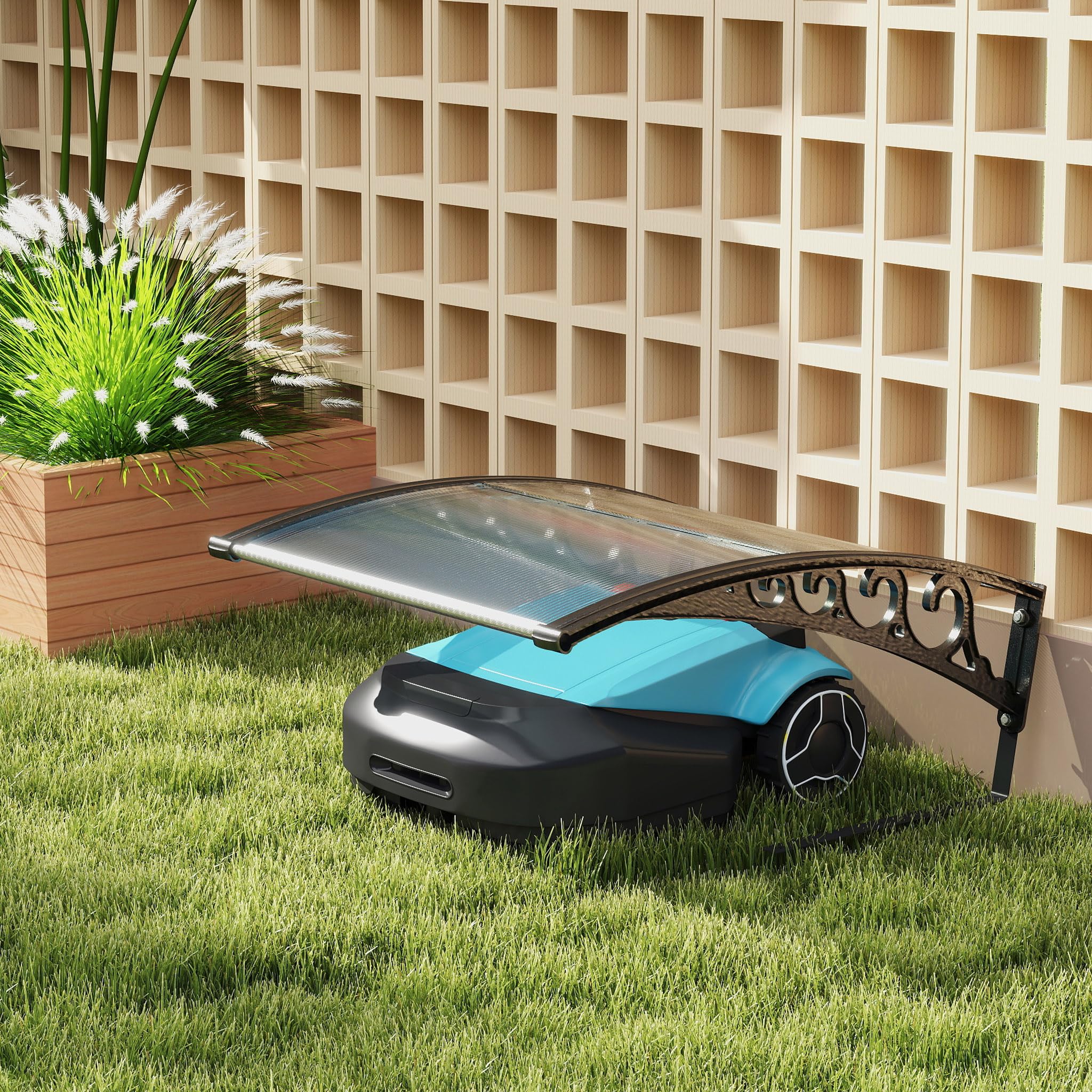 Robot cortacésped garaje techo 103 x 81 x 33 cm gran espacio cortacésped toldo protector de lluvia y protección solar para robot cortacésped cubiertas de metal resistente a la intemperie para la