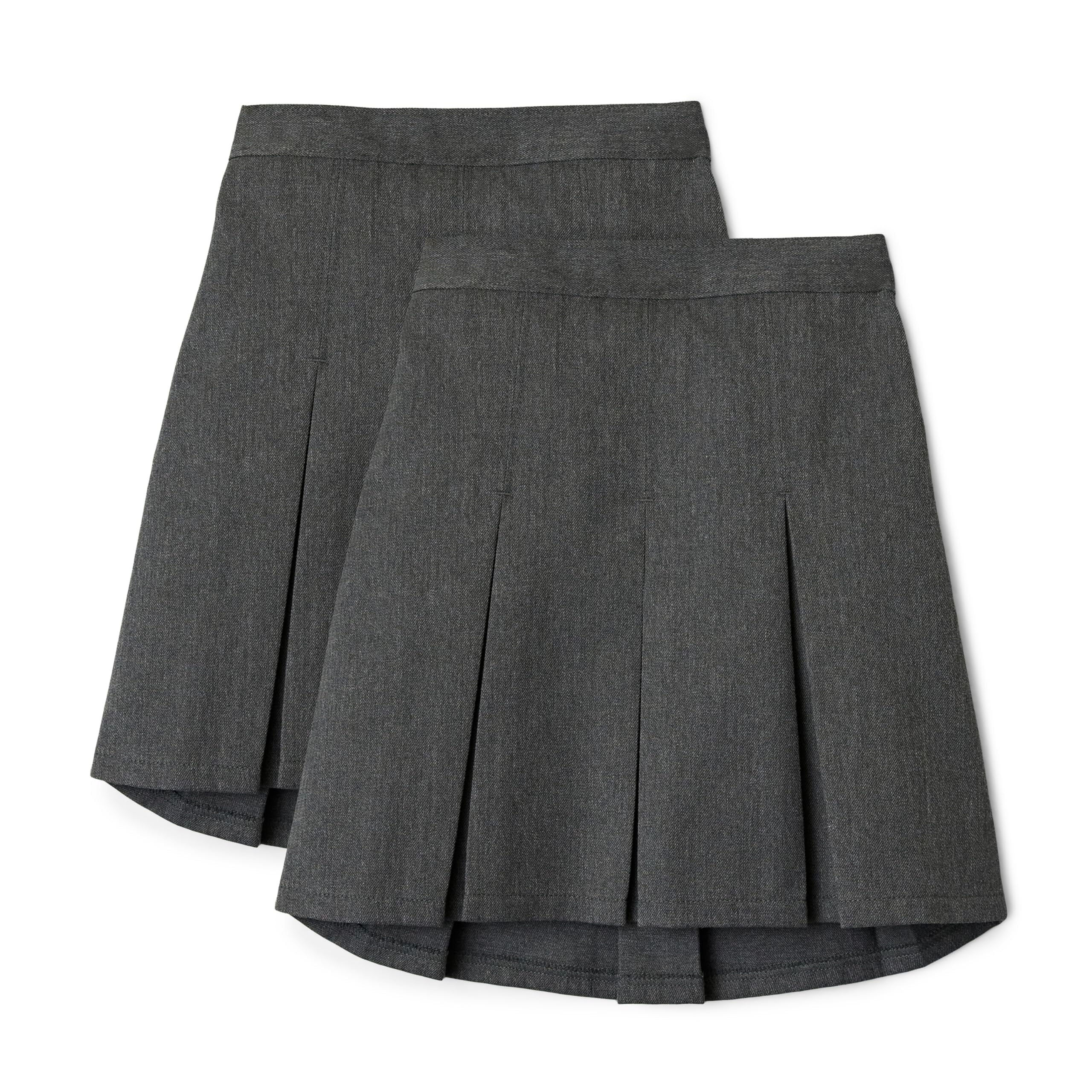 Amazon Essentials Girls' Pleated School Uniform Skirt, Pack of 2, Grey, 4 Years