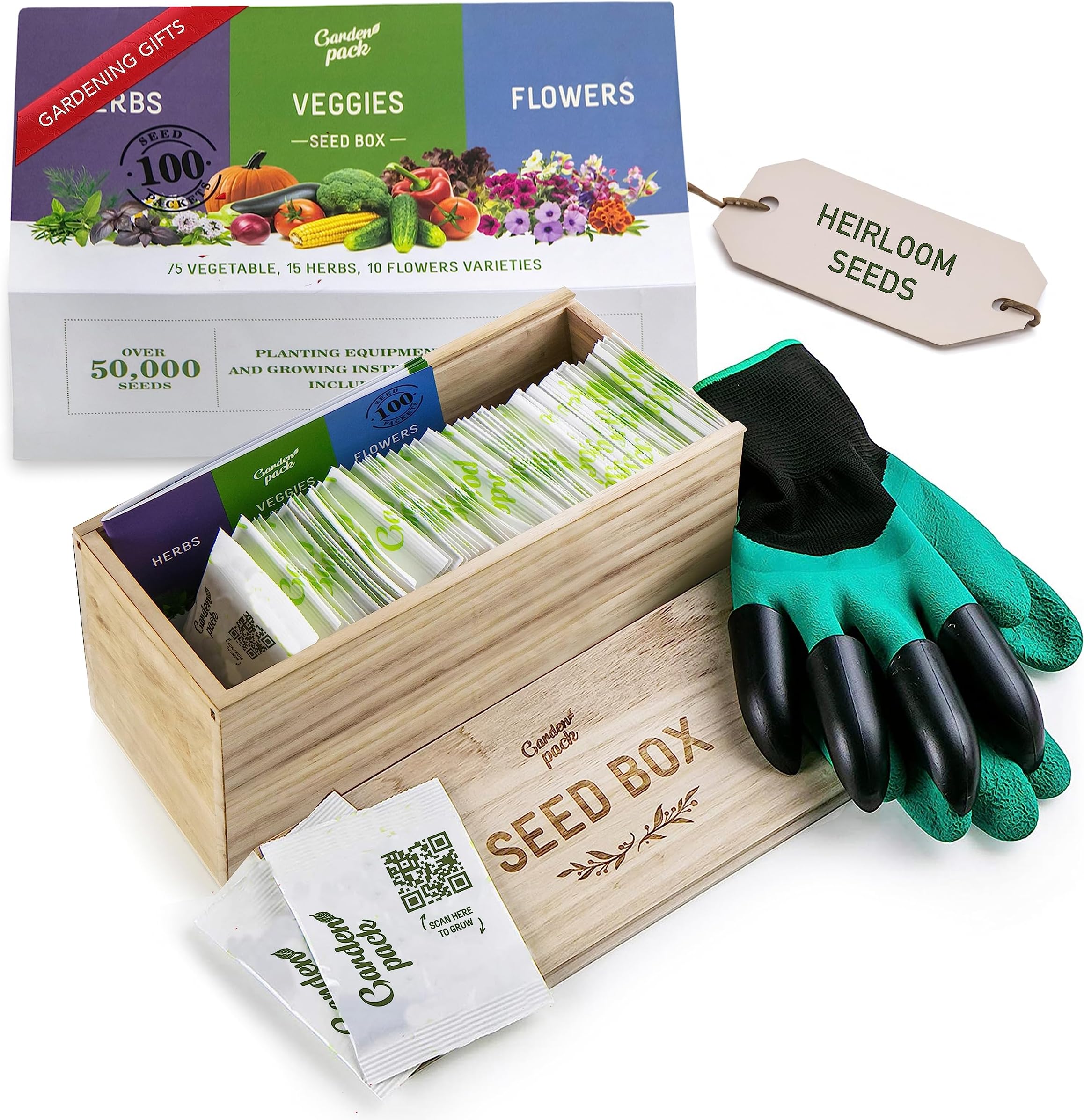 Garden Pack Premium Gardening Kit – 100 Varieties & 45,000 Seeds, Plant Seeds for Garden UK, Herb Seeds & Flower Seeds – Complete Gardening Set with Seed Storage