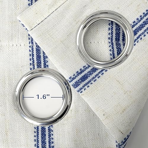 Miniatura 4 de DriftAway Cortinas opacas de mezcla de lino de 84 pulgadas de largo para dormitorio, cortinas de lino con estampado de rayas verticales, con