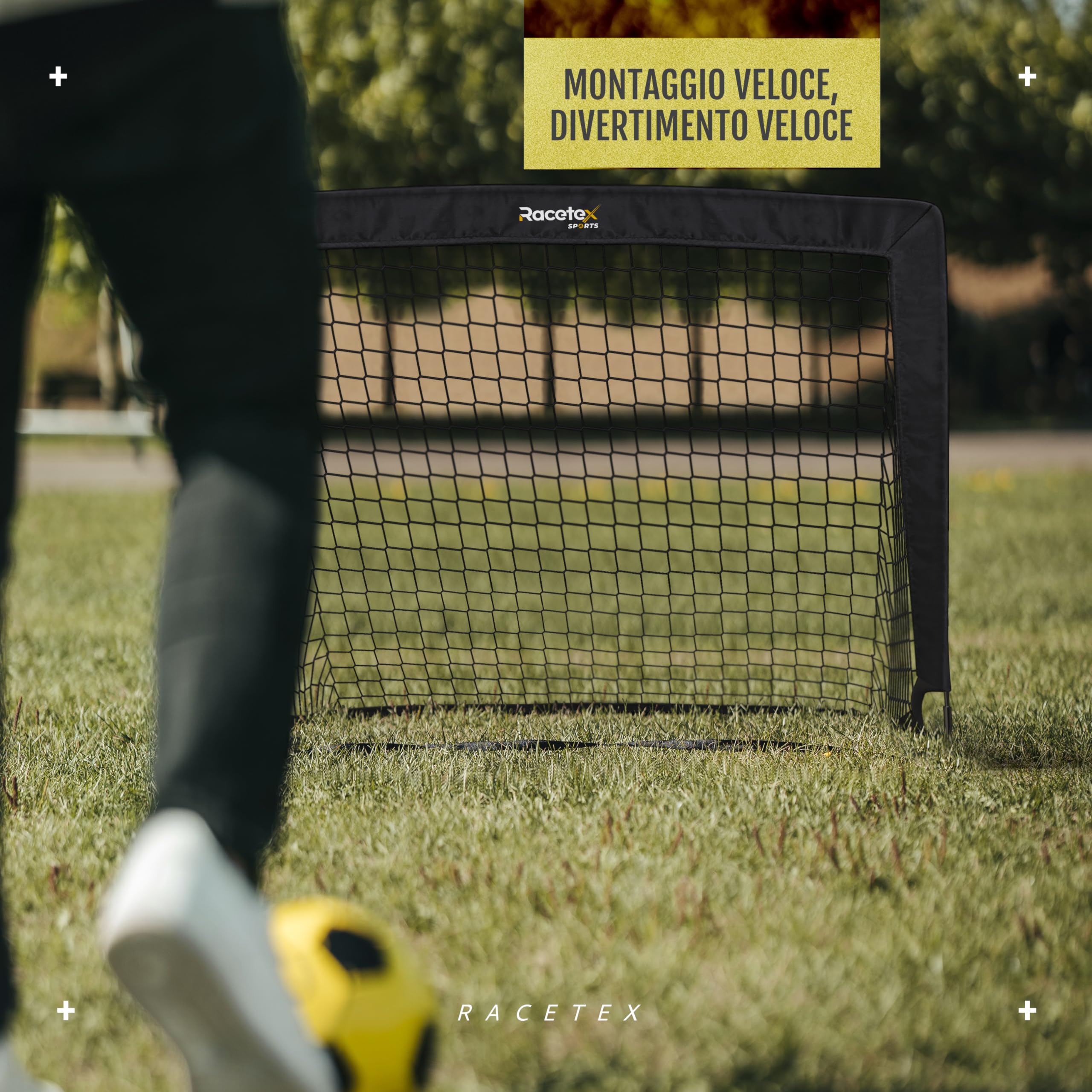 Racetex set di 2 porta calcio bambini - porte da calcio incluse in una pratica borsa per il trasporto - Versione con [ASTE RINFORZATE CON FIBRA DI VETRO] - porta per bambini