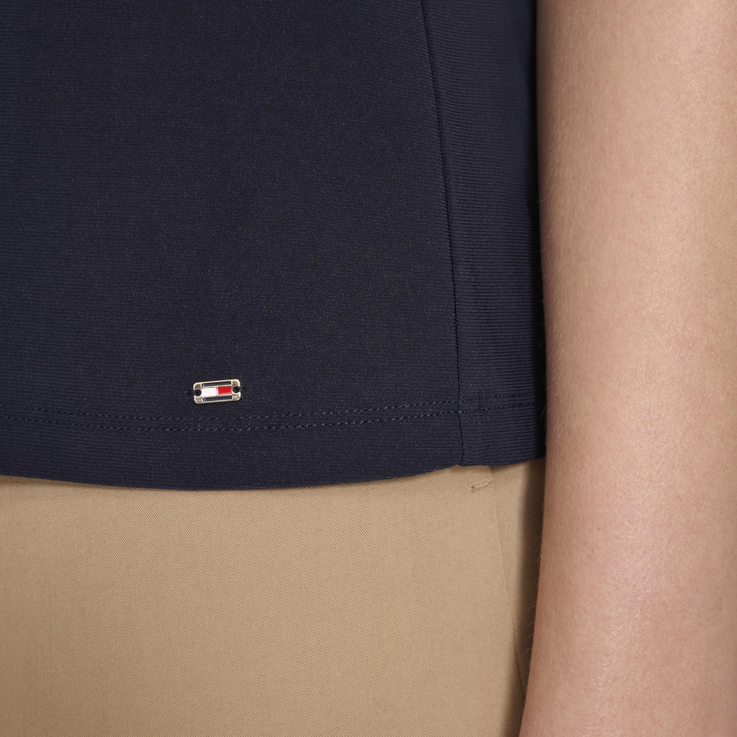 Tommy Hilfiger Sleeveless Mix Media Ruffle Blouse Camicetta Senza Maniche con Volant Mix Media Donna (Pacco da 1)