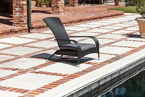 Miniatura 2 de Patio Sense 62430 Coconino - Silla de mimbre para todo tipo de clima, ligera, duradera, estilo Adirondack, cojín gris para exteriores incluido,