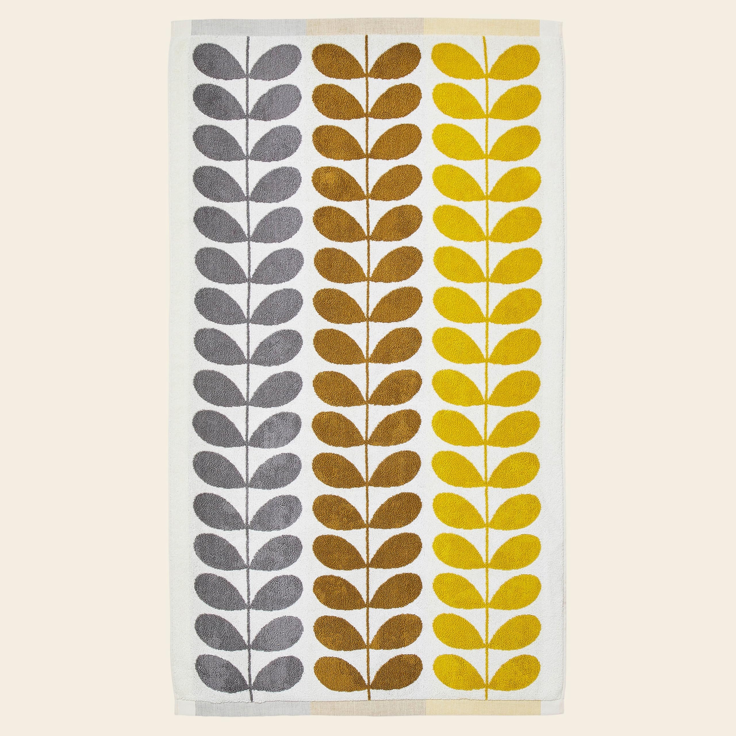 Asciugamano Da Bagno Orla Kiely Trio Stem Dune – 70x125 Cm – Cotone Morbido Con Stampa Botanica Grigio/Ruggine/Ocra
