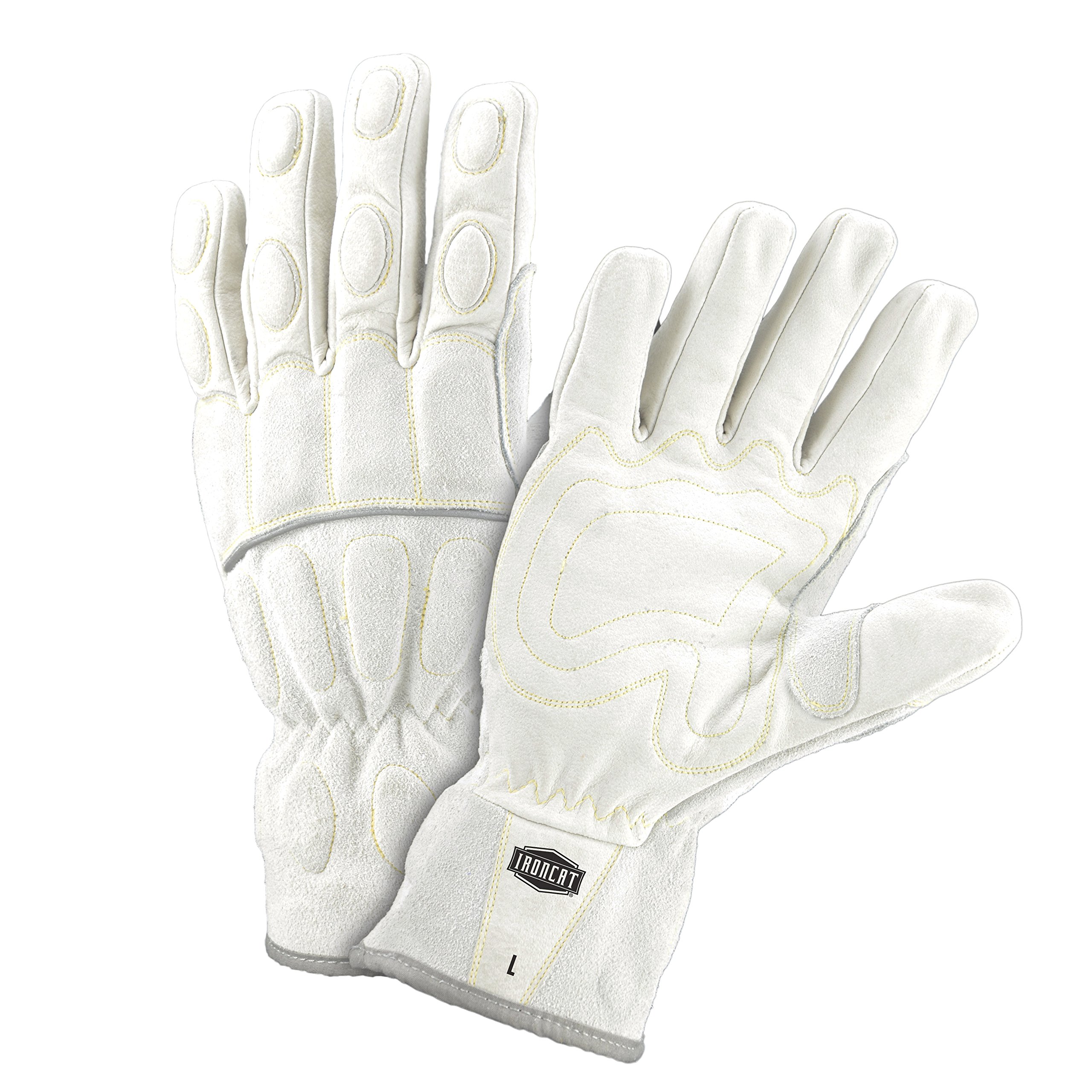 West Chester IRONCAT 9075 Grain Buffalo Leather Utility Gloves: White, Large, 1 Pair