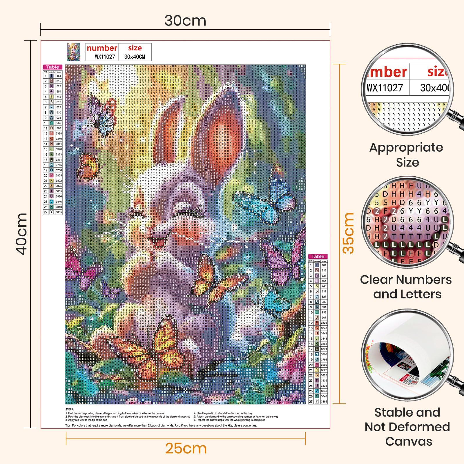 MAXBYE 5D Diamond Painting Kit Simpatico Coniglietto, 30x40cm, Quadro Fai Da Te Con Strass, Per Adulti E Principianti - 2