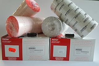 Meto Labels 2200 Series 1 Box White/ 1 box Fluro Red to Suit 6.22, 8.22 Pricing Gun