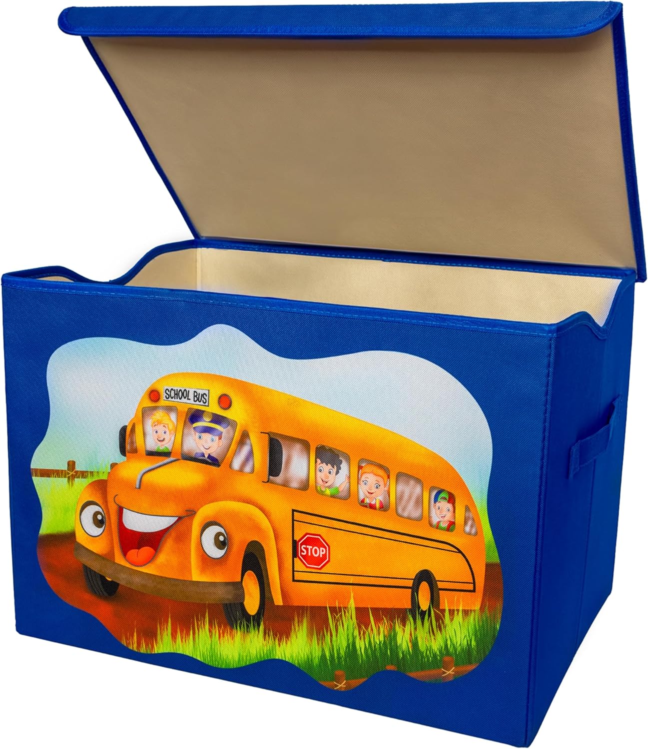 JollyGood Large Toy Storage Box Cute School Bus Design