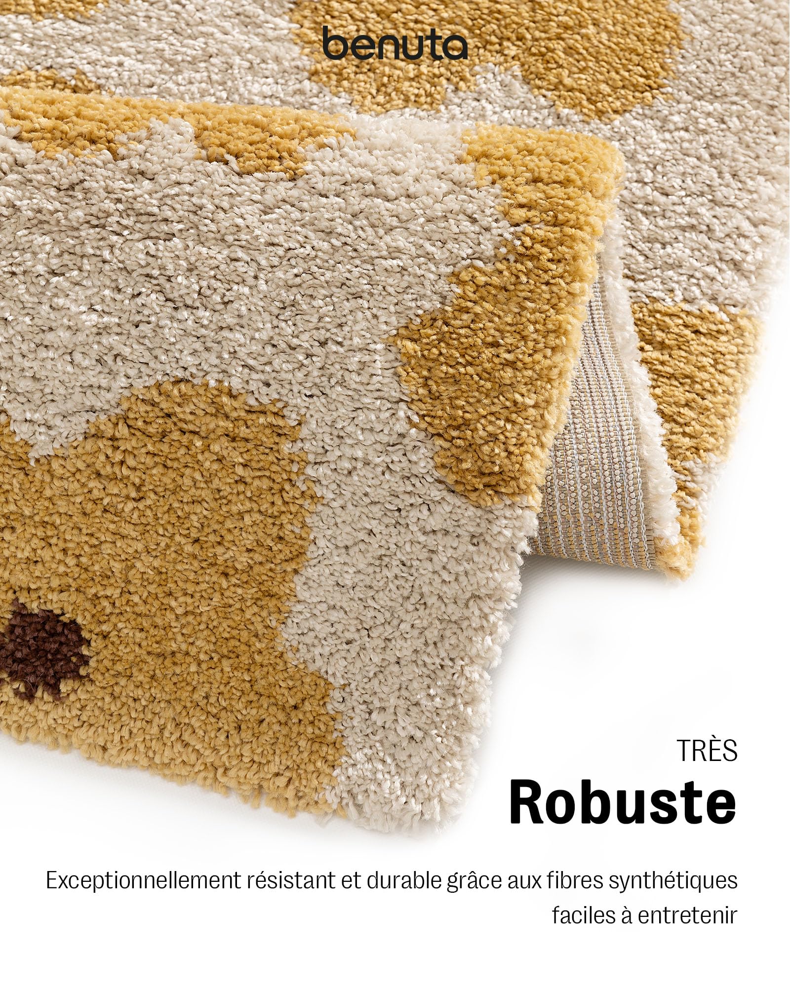 benuta Lytte Tapis Enfant Chambre Gobi - Jaune 120x170 cm - Fausse Fibre - Rectangulaire Style: Motifs Bebe, Scandi - Facile Entretien - pour Salon, Bureau, Couloir