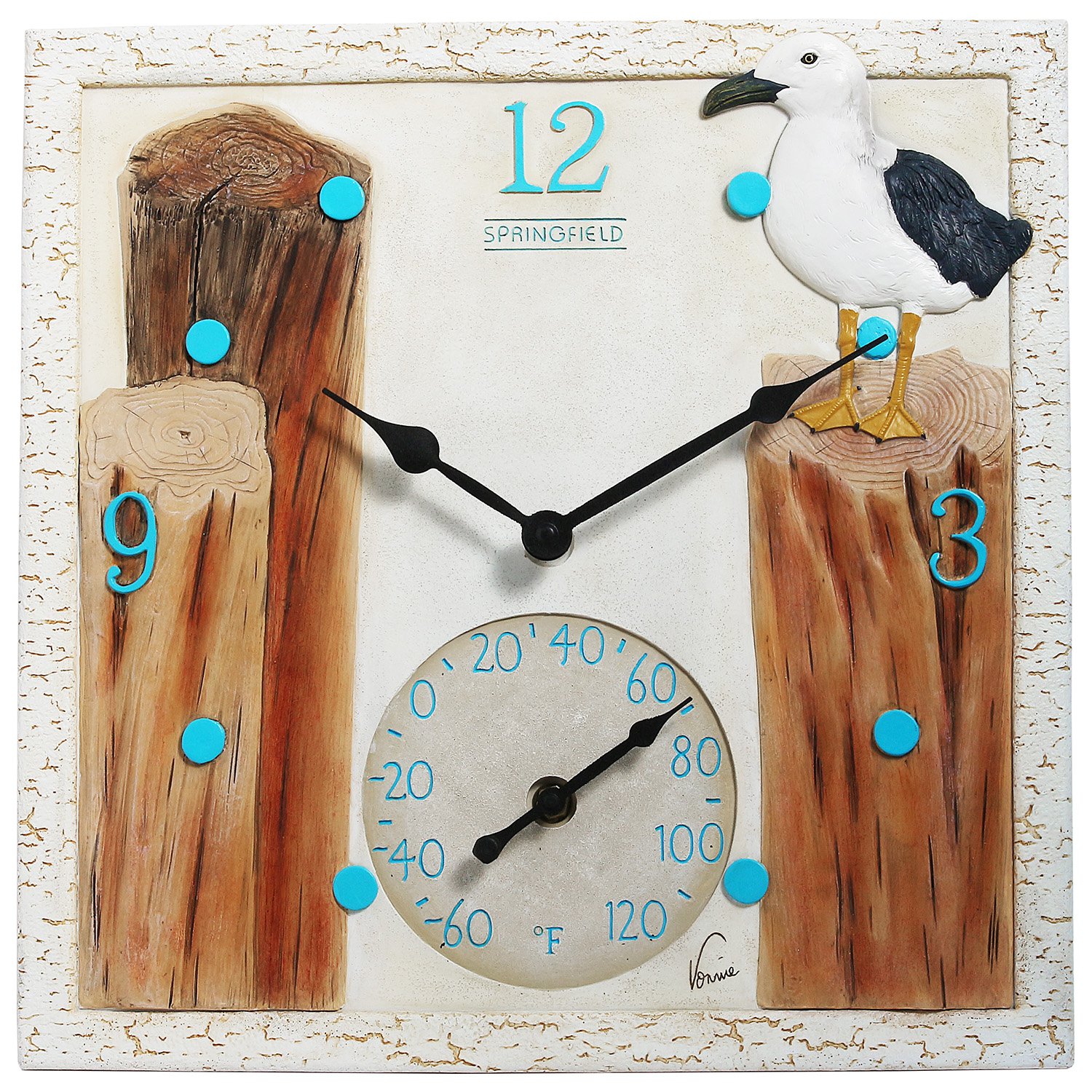 Springfield Clock with Thermometer, Seagull