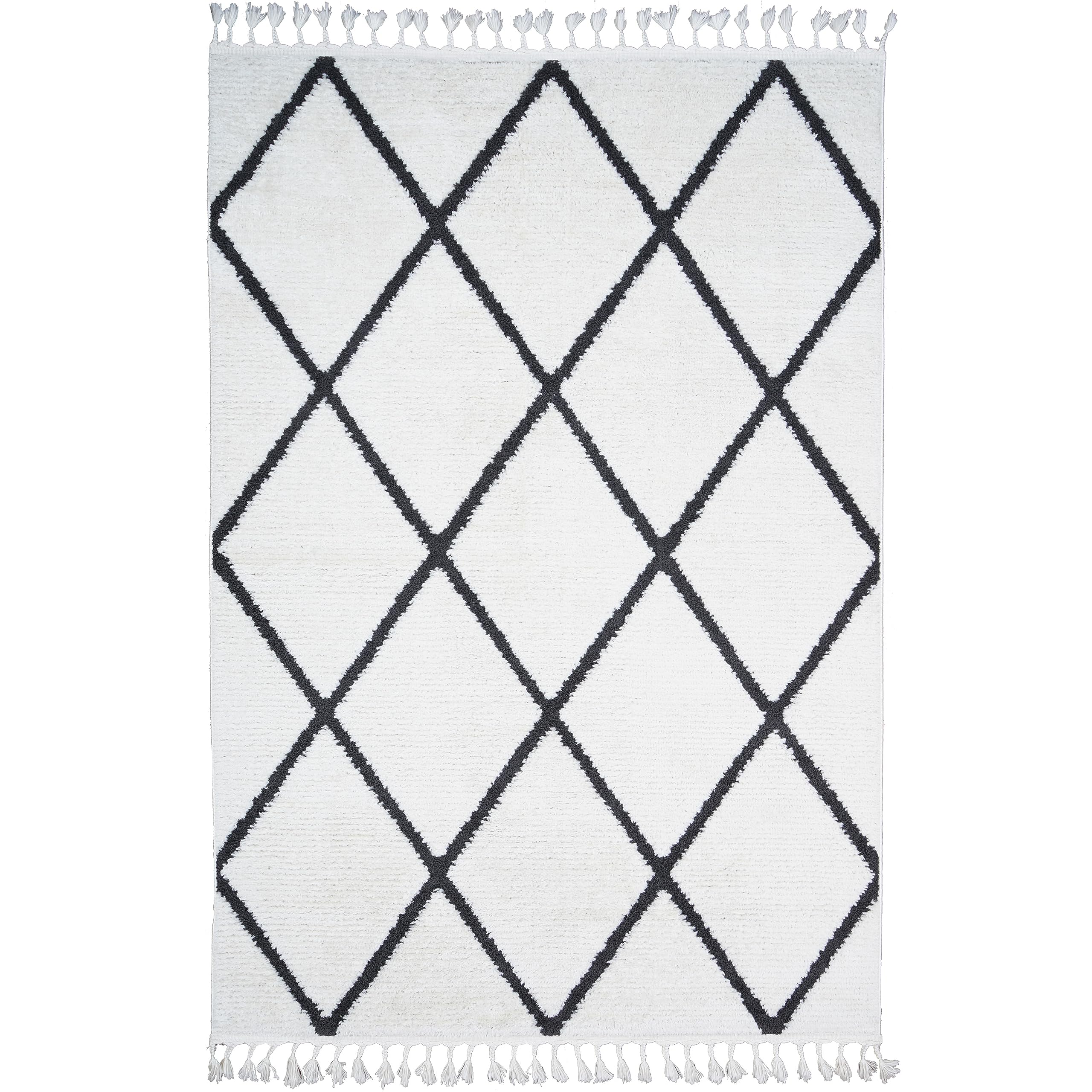 160 x 230 Teppich Wohnzimmer Ivory Creme weiß Berber kurzflor Fransen Boho Skandi Designer Marokkanisch Zertifiziert Made in Germany Design Manufaktur Markenteppich Oeko TEX
