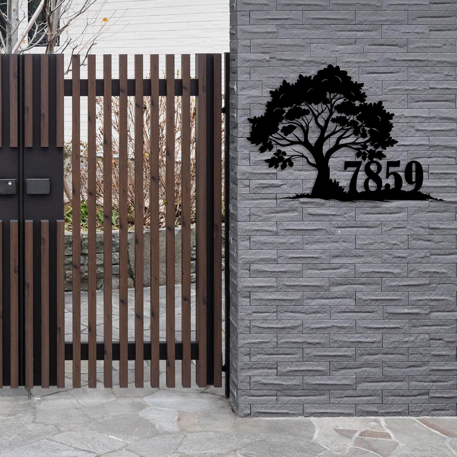 Personalized Metal House Numbers for Outside, Tree Design Address Sign, Mid-Century House Numbers, Custom Farmhouse Address Sign, Entrance Door House Number, Cabin Address Plaque, Cabin Owner Gift