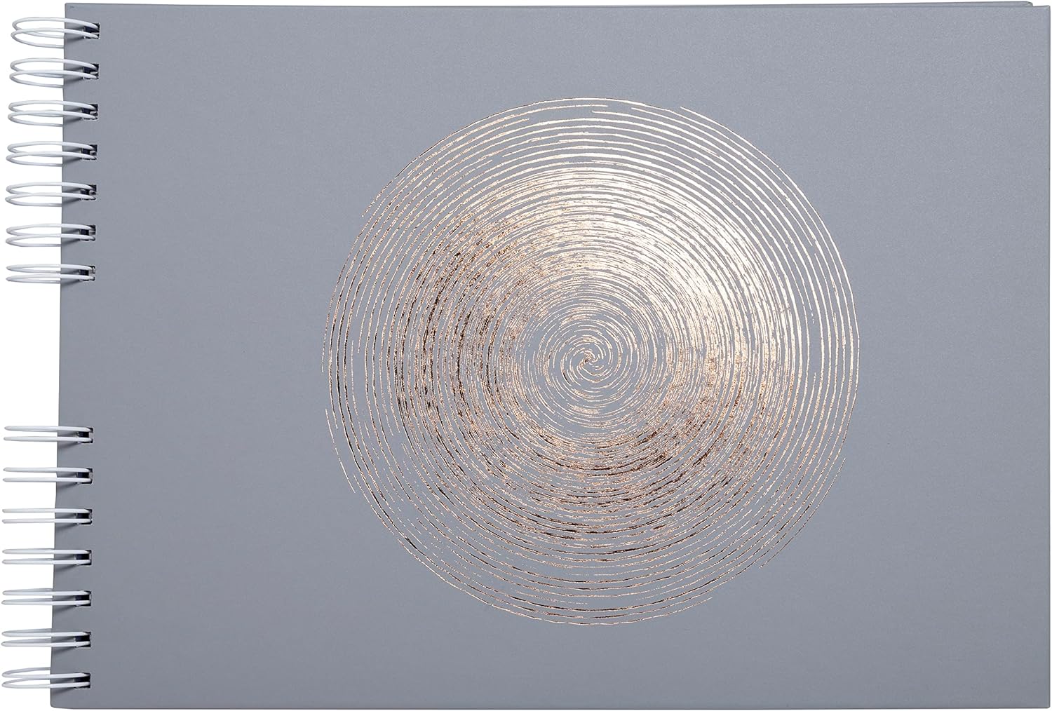 EXACOMPTA - Ref. 16168E Ellipse spiral album - 150 photos - 50 white pages - 32 x 22 cm - grey imitation leather cover with rose gold colour elliptical marking