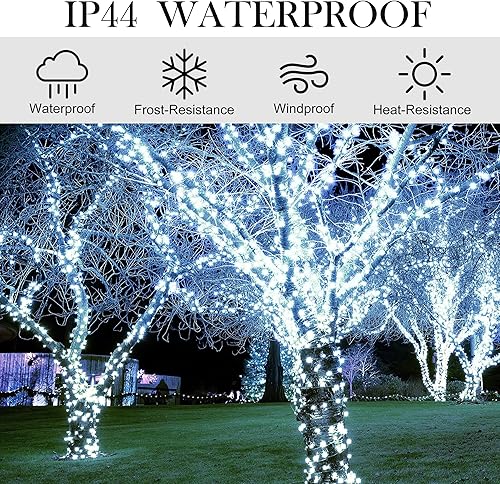 Miniatura 4 de weillsnow Guirnalda de luces LED de Navidad de 328 pies con control remoto y temporizador, 8 modos de iluminación, luces parpadeantes, luces de