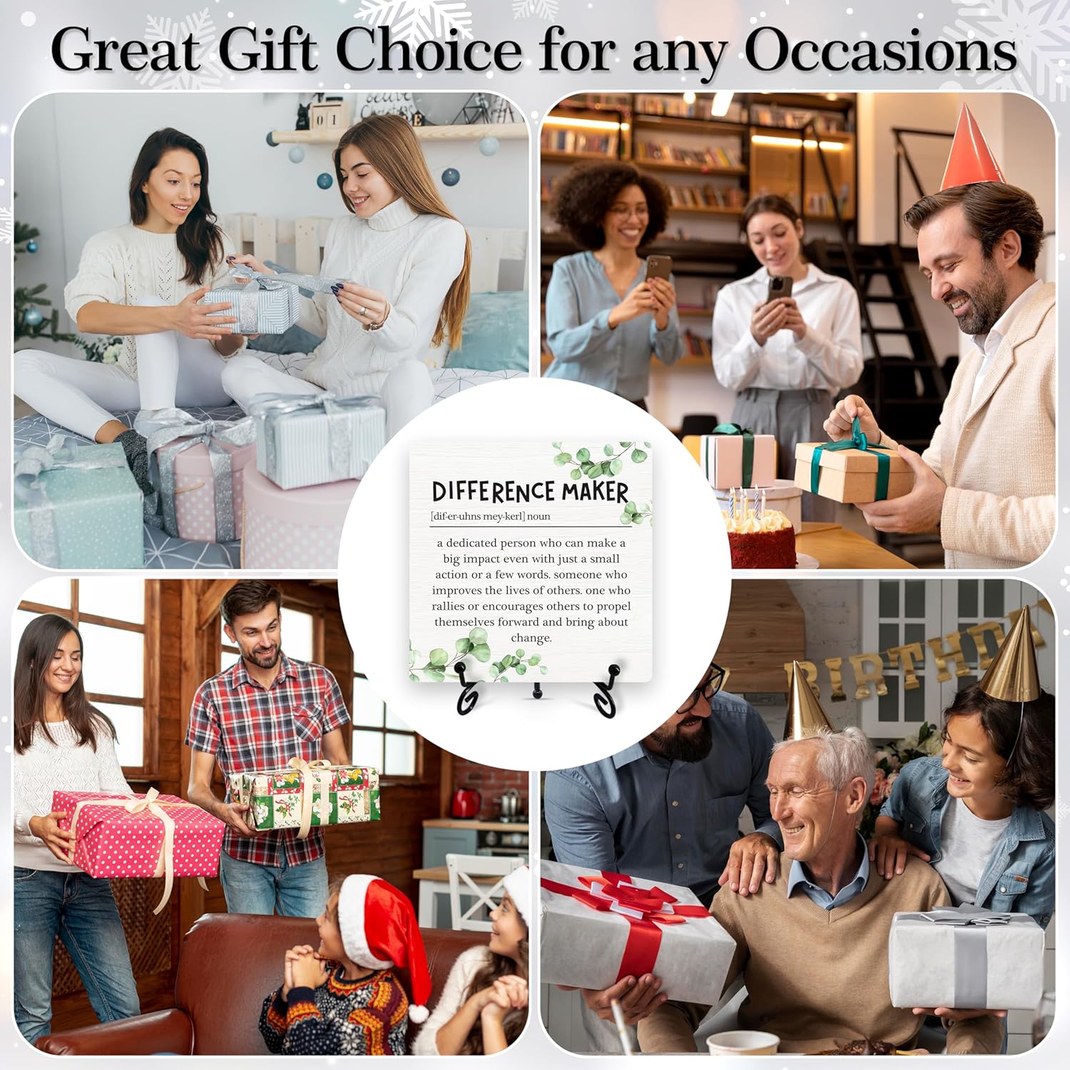 Difference Maker Desk Decor, Teacher Appreciation Gifts, Difference Maker Gifts For Men Women, Inspirational Wood Plaque Decor Sign, Home Office Decorations For Desk Table Shelf -24 - Image 5