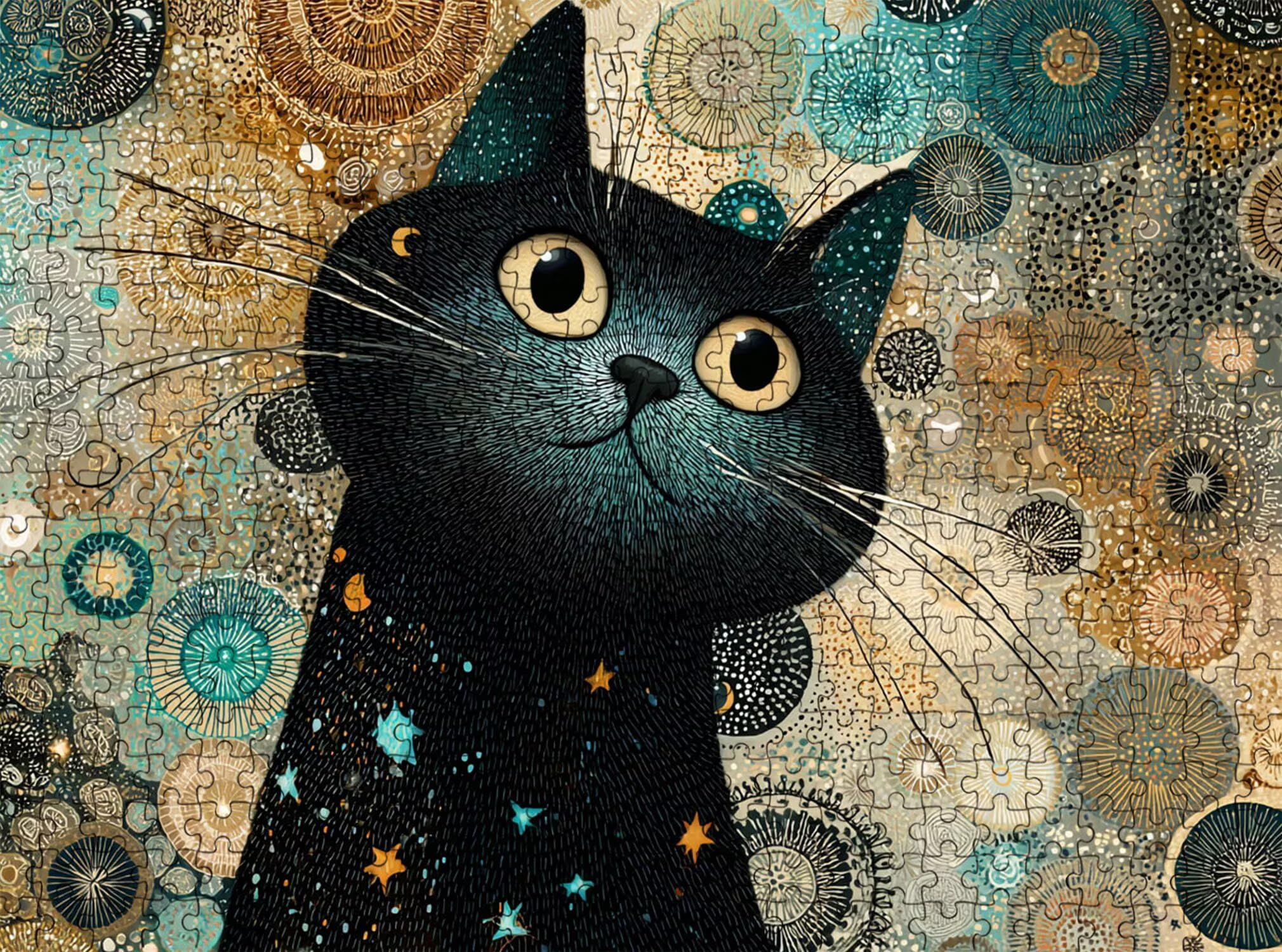 gatto nero-2 Puzzle 5000 Pezzi per Adulti, Puzzle in Legno - Collezione Classica con Poster Incluso - Sfida di Concentrazione e Passatempo Antistress, Gioco Educativo per Famiglia, 156 x 105 cm f0-704