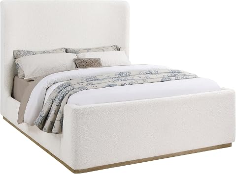 Coaster Home Furnishings - Nala - Wood - Upholstered Platform Sleigh Bed with Wingback Headboard, Foam Padding and Oak Base - Bedroom - Queen Size - Cream - 302046Q