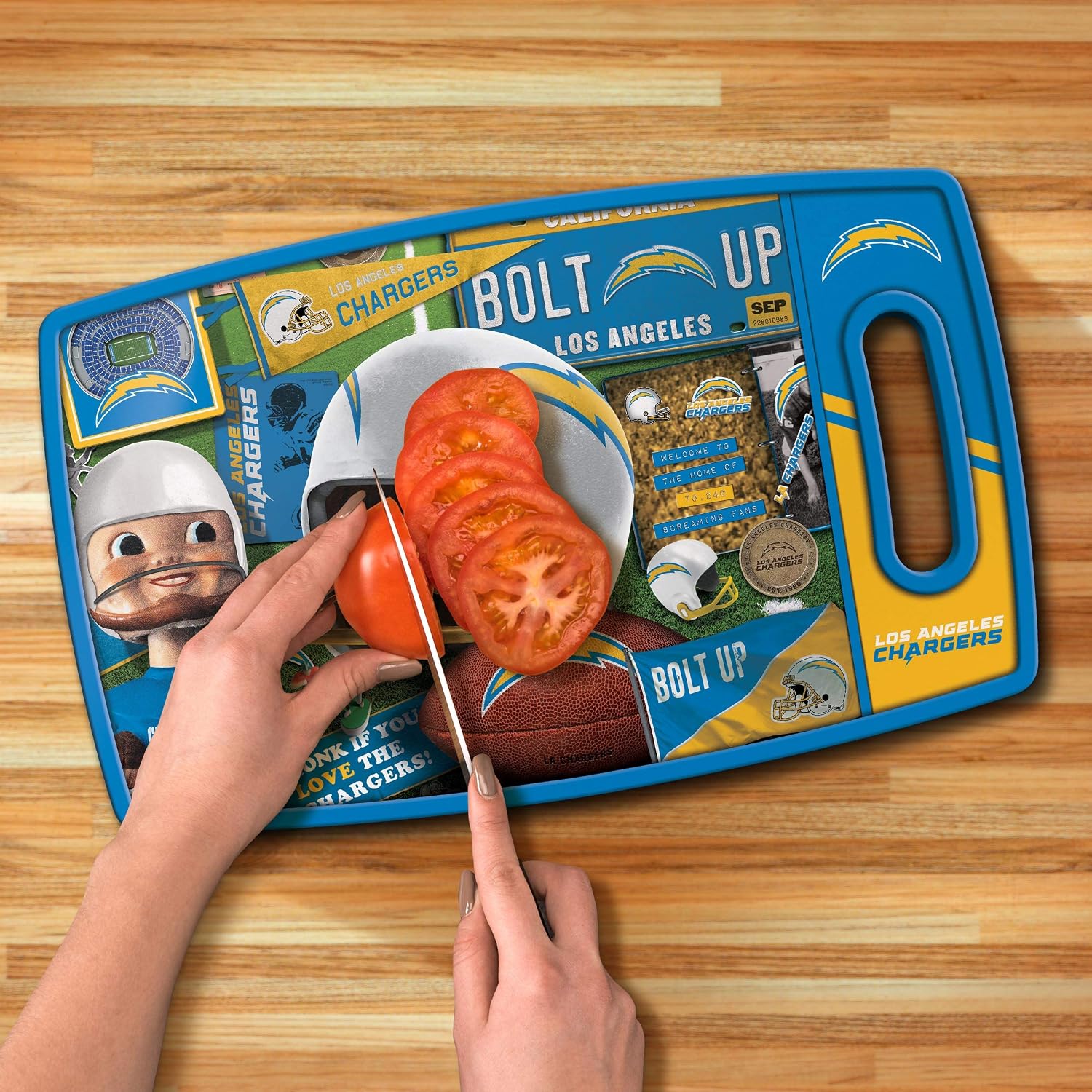 YouTheFan NFL Officially-licensed Retro Series Cutting Board - reversible design for double the cutting surface - gentle on knives, team message on both front and back