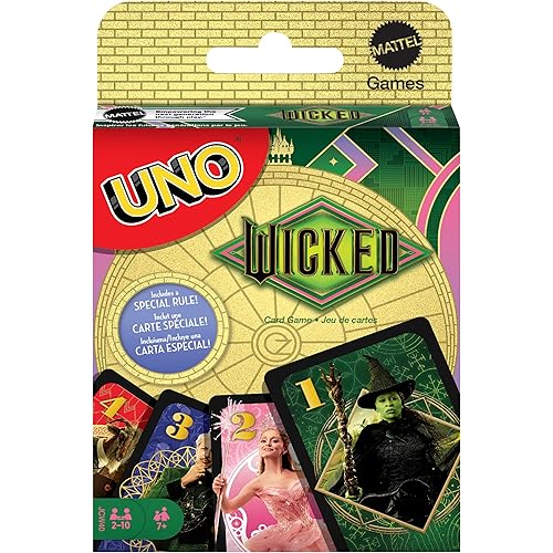 Mattel Games UNO Wicked Card Game for Kid, Adult & Family Nights, Parties, Travel & Camping, Inspired by The Movie