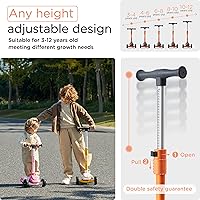 Vista 2 de KUB Toddler Scooter for Kids Ages 2+, 3 Wheel Kick Scooter with LED Light-Up Wheels, Adjustable Height Handlebar, Lean-to-Steer, Anti-Slip Deck