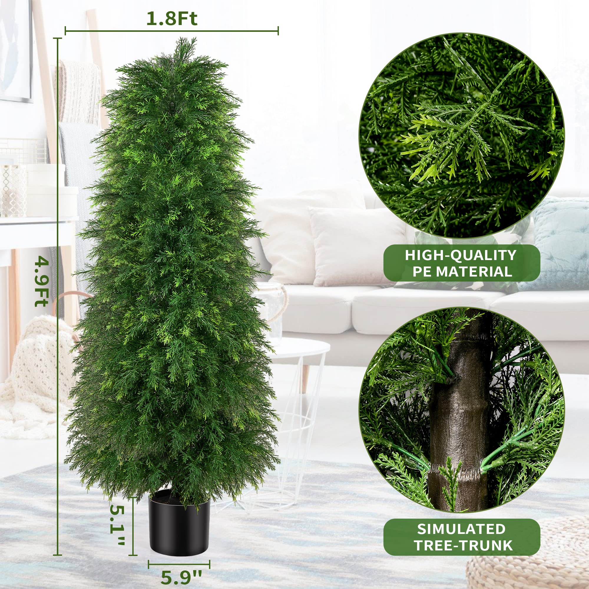 HONHAND 3ft Artificial Cedar Trees for Outdoors, Artificial Cedar