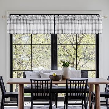 Randall Black&White Check Light Filtering Cafe Valance Curtain(Panels,18)