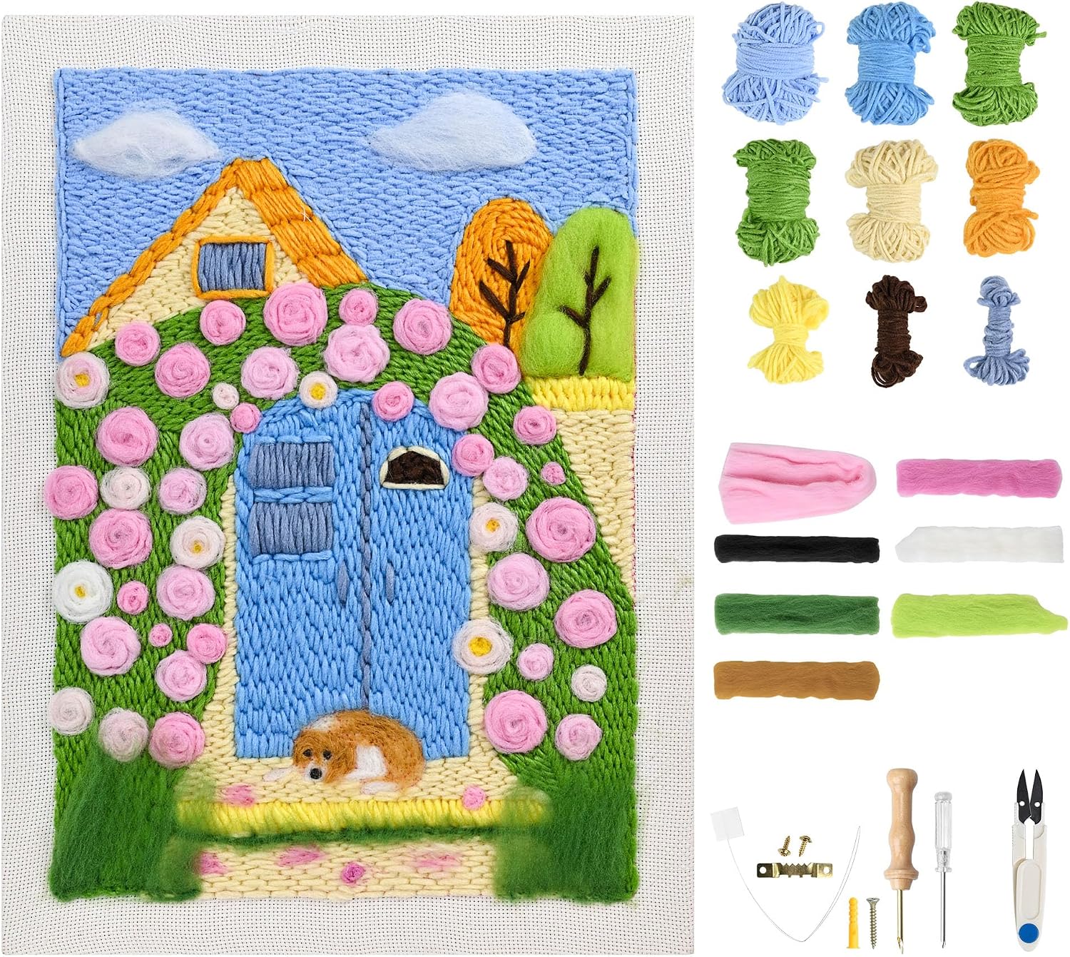 clberni Punch Needle Kit, Punch Needle Embroidery kit, Needlepoint Kits for Adults